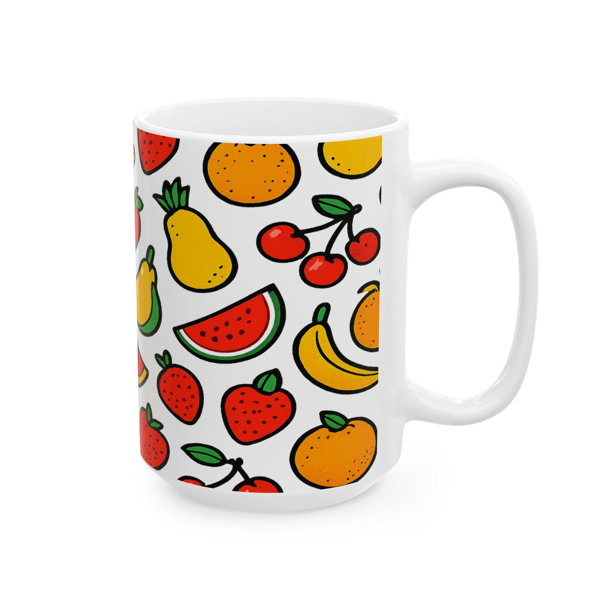 Bold Mixed Fruit Full Wrap Coffee Mug | Fruit Gift | Ceramic Mug