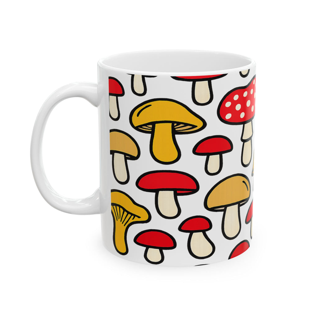Bold Forest Mushrooms Pattern Coffee Mug | Mushrooms Lover Gift | Ceramic Mug