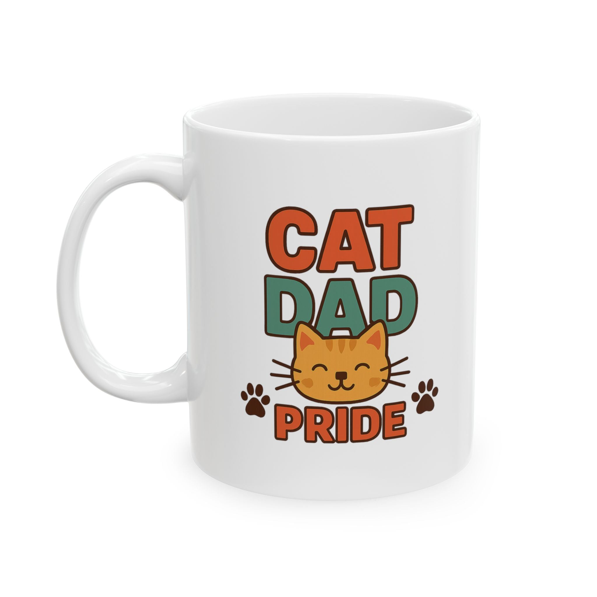 Cat Dad Fueled By Coffee Coffee Mug | Funny Cat Gift | Ceramic Mug
