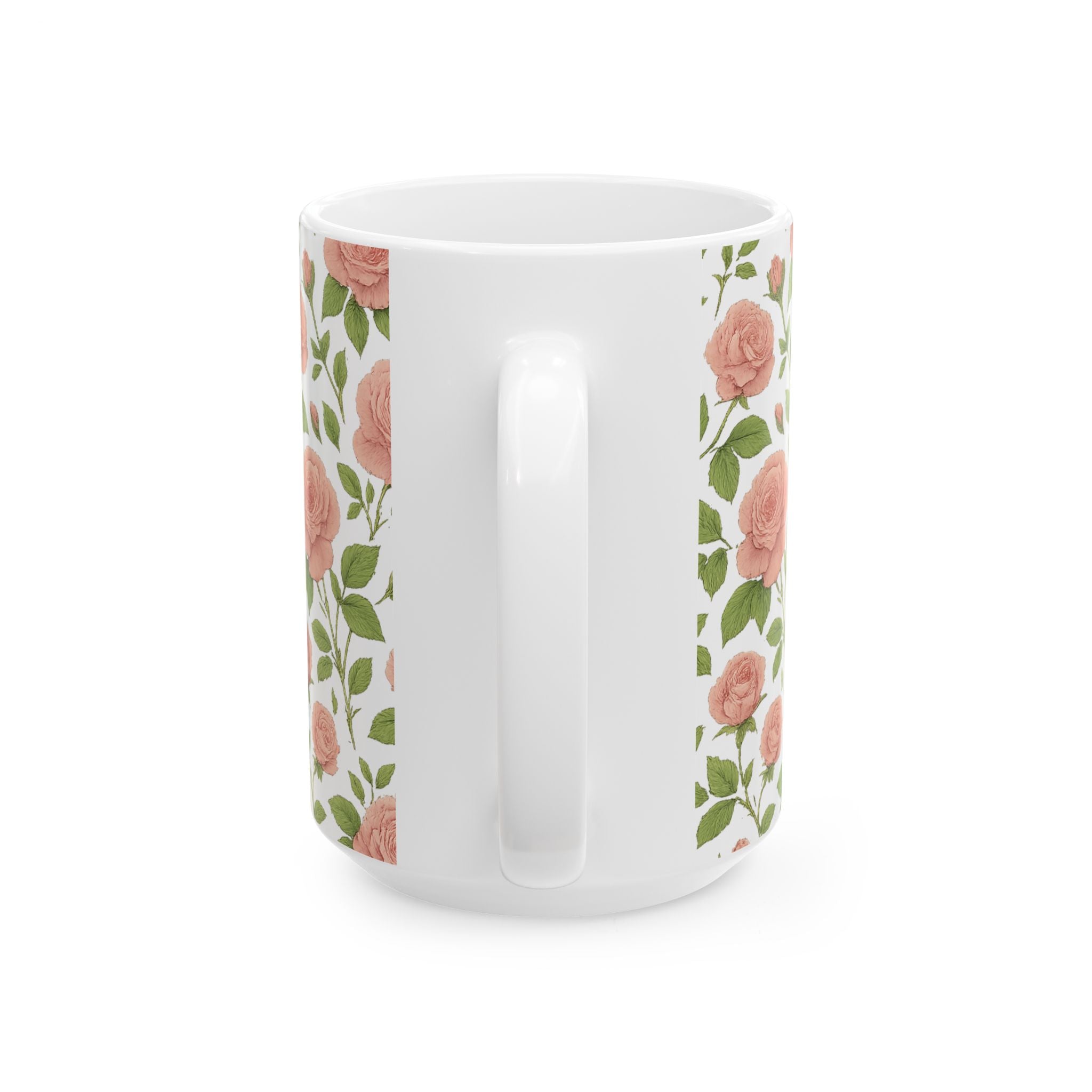 Botanical Pink Rose Garden Full Wrap Coffee Mug | Flowers Gift | Ceramic Mug
