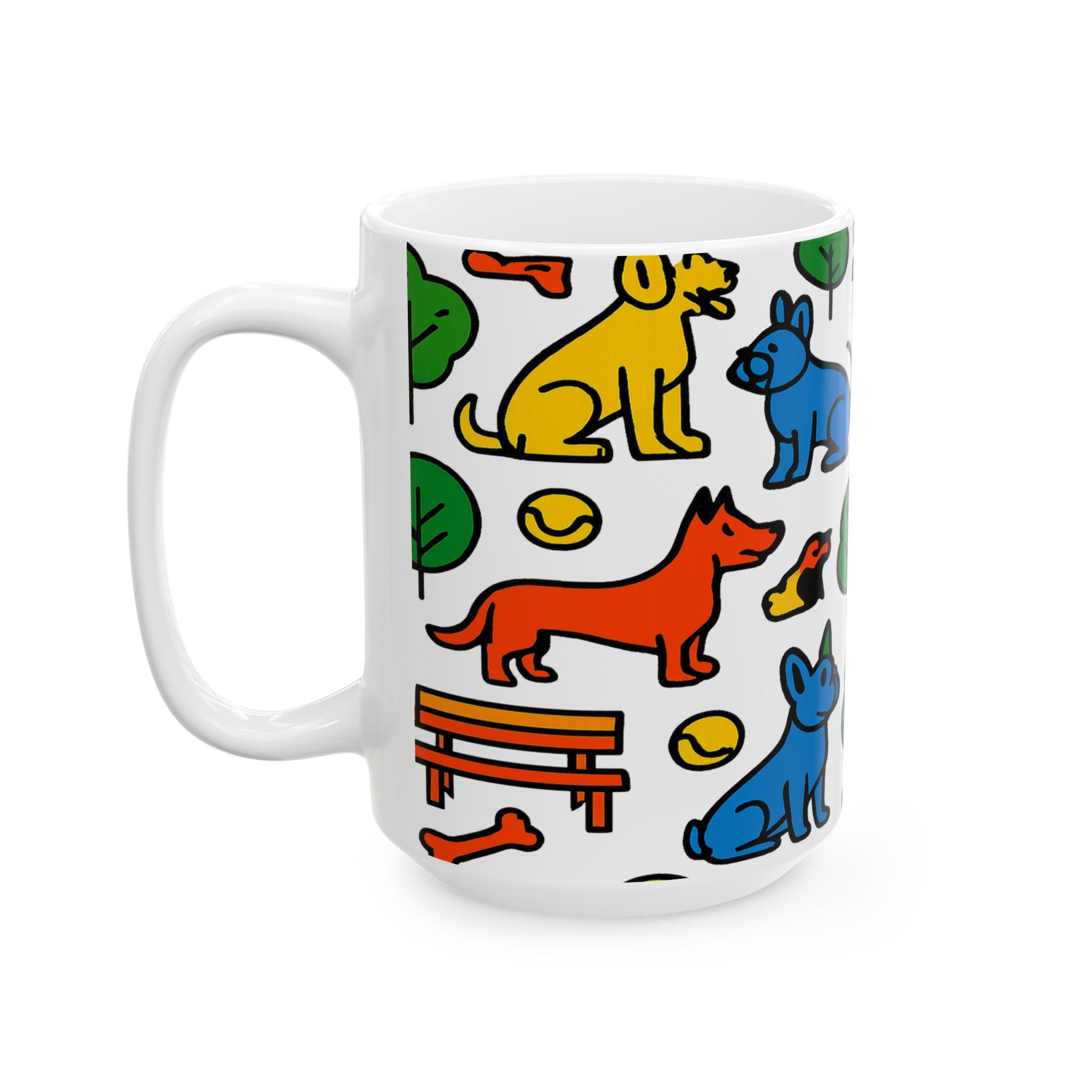 Bold Dogs At Park Full Wrap Coffee Mug | Dogs Gift | Ceramic Mug