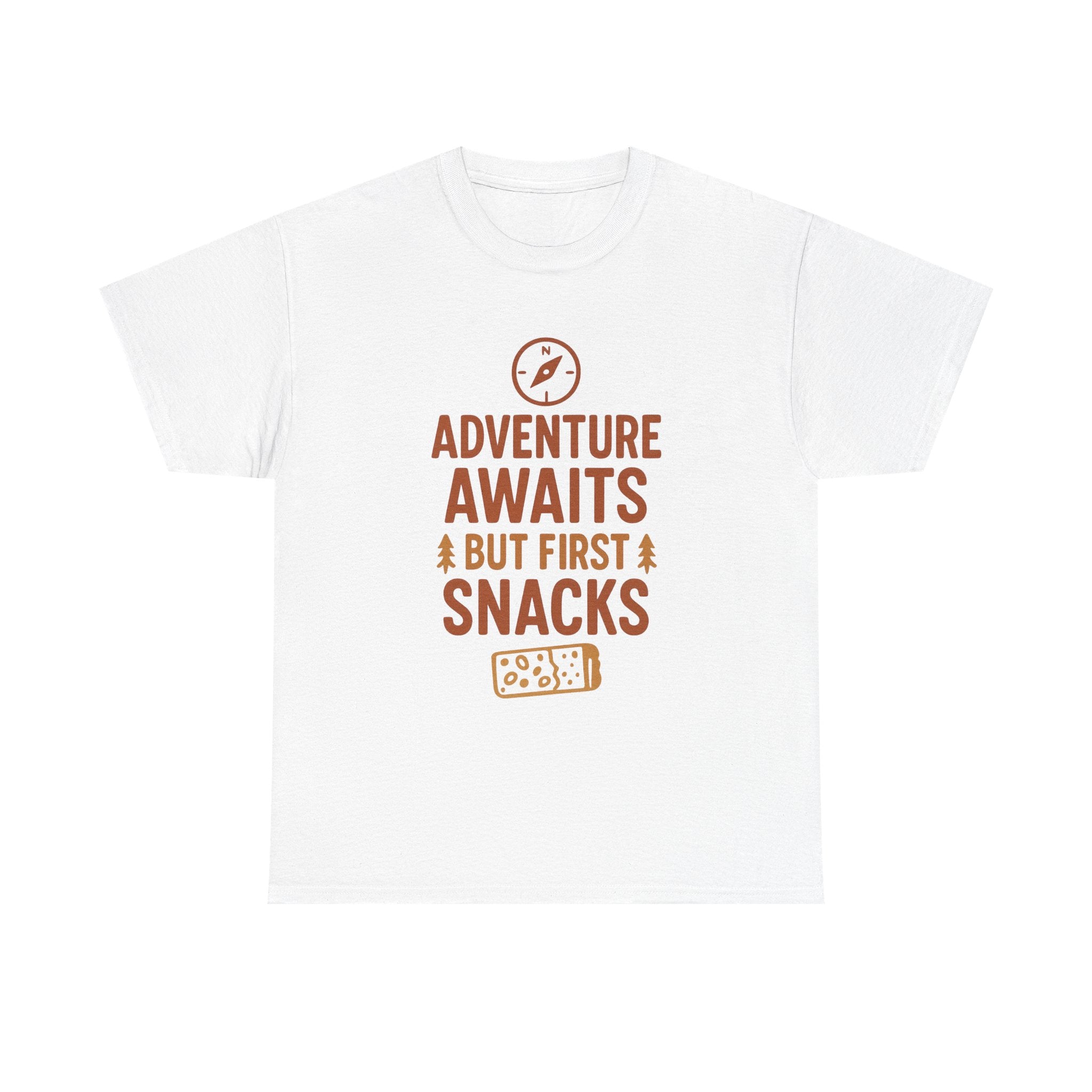 Adventure Awaits But First Snacks T-Shirt | Unique Gift | Graphic Tee
