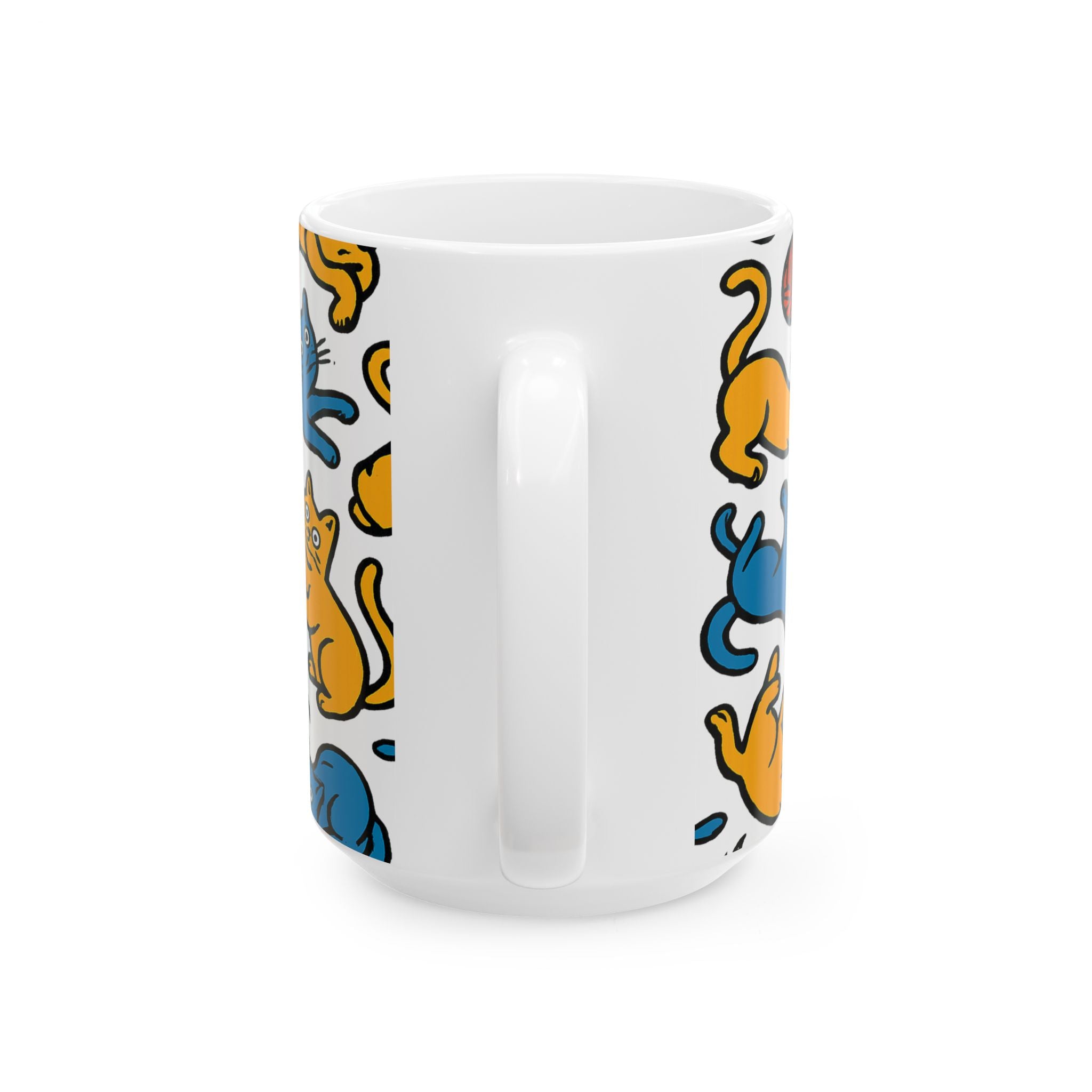 Bold Playful Cats Full Wrap Coffee Mug | Cats Gift | Ceramic Mug