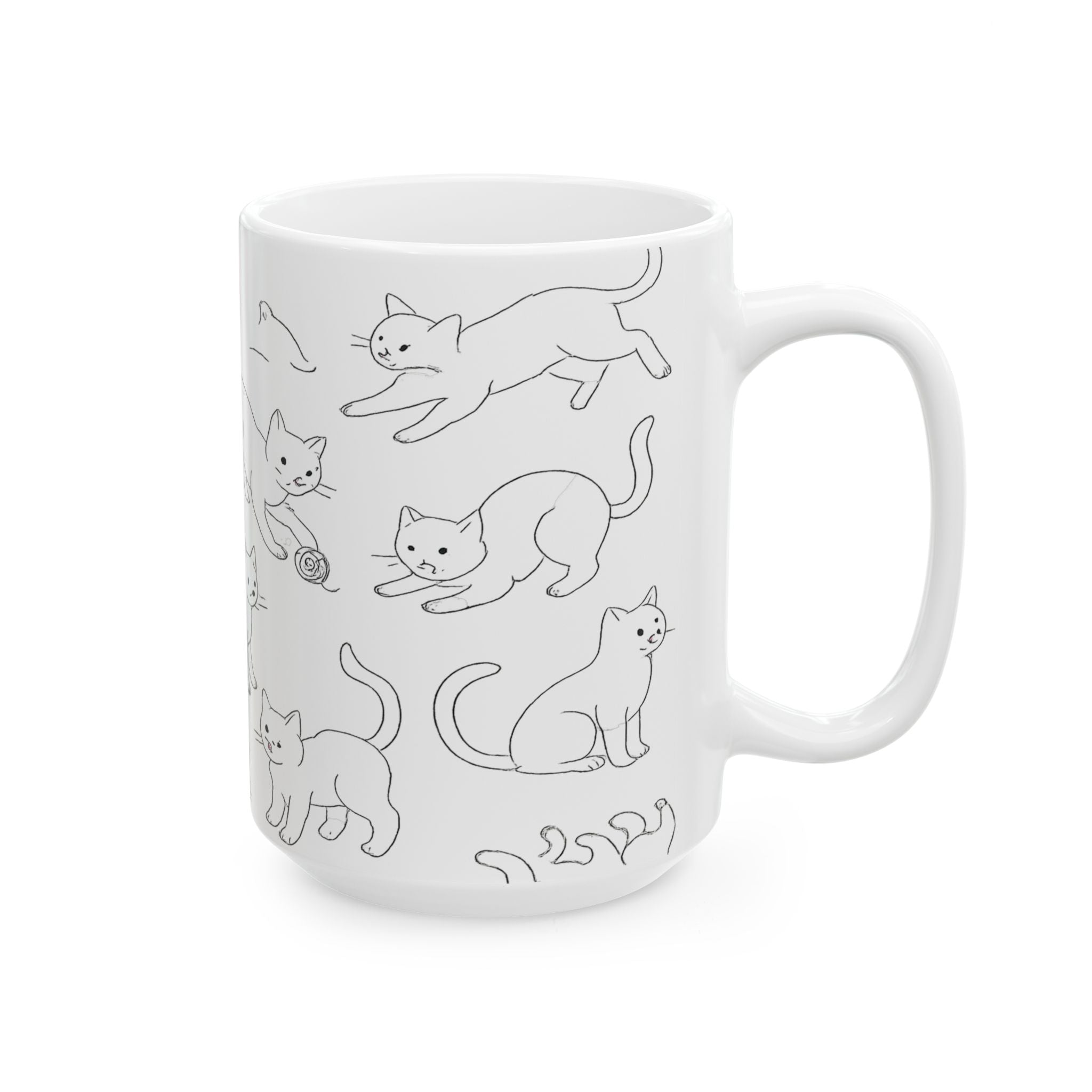 Delicate Playful Cats Full Wrap Coffee Mug | Cats Gift | Ceramic Mug