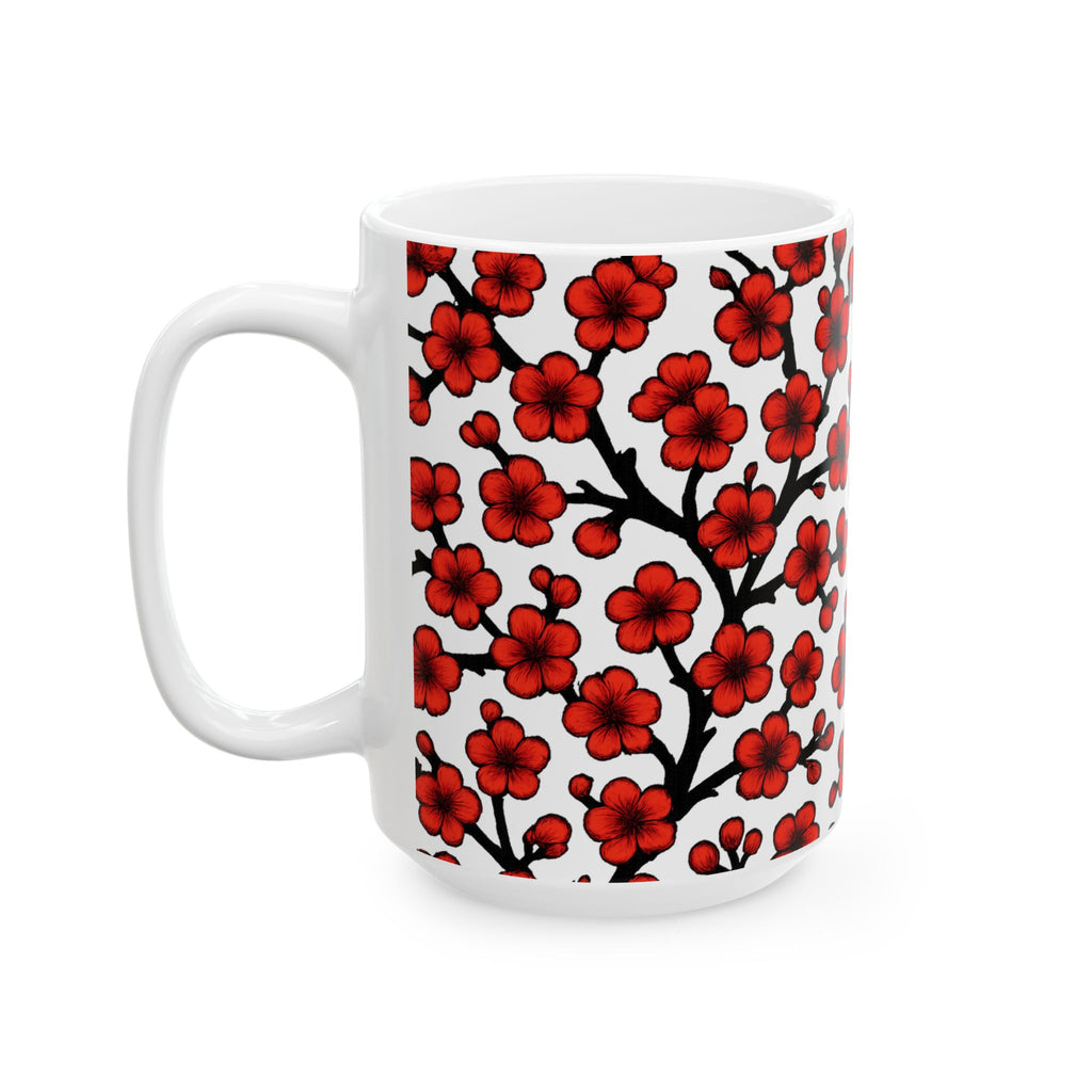 Bold Cherry Blossom Branches Full Wrap Coffee Mug | Flowers Gift | Ceramic Mug