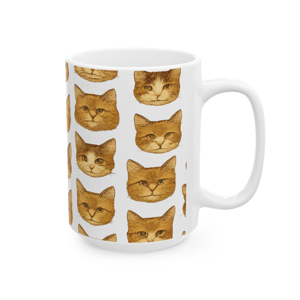 Vintage Cat Faces Full Wrap Coffee Mug | Cats Gift | Ceramic Mug