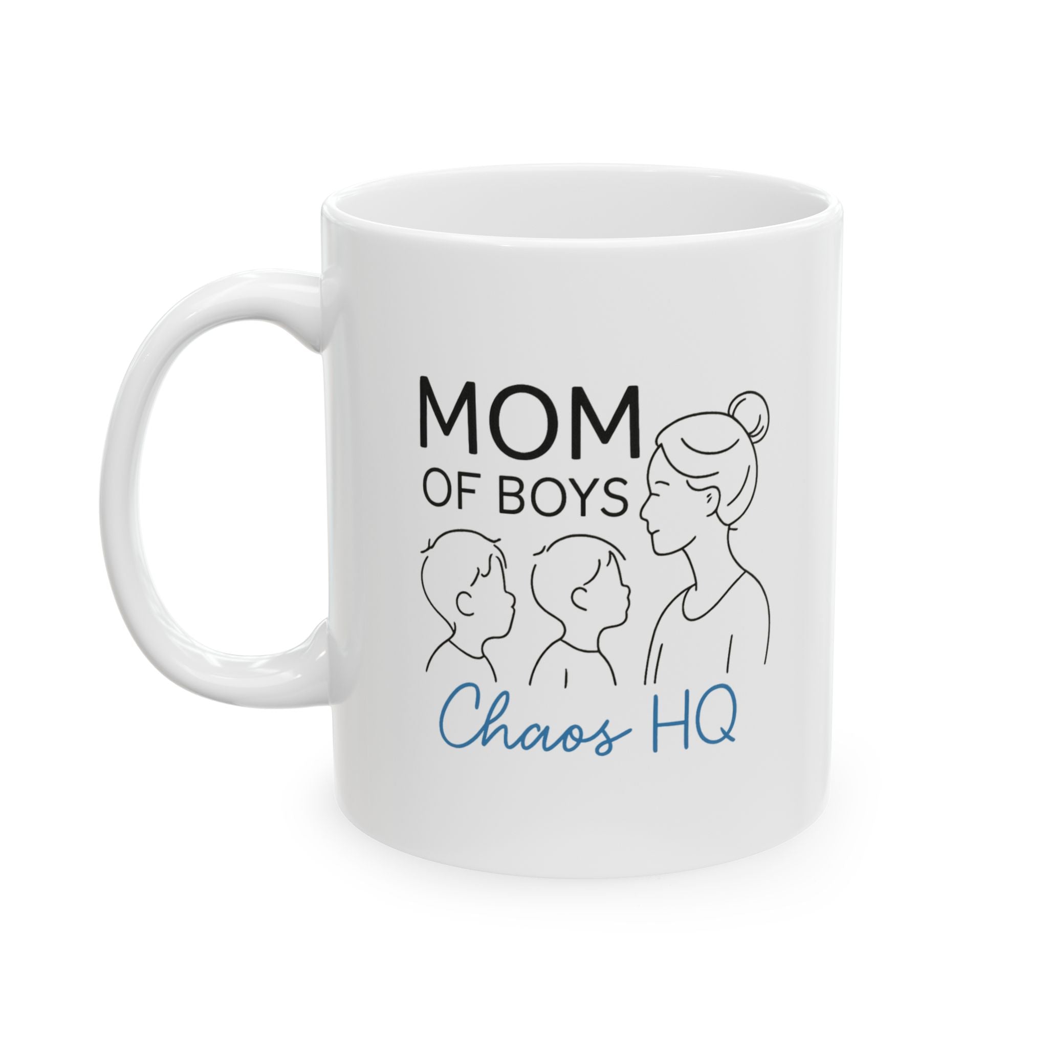 Mom Of Boys Running On Coffee And Chaos Coffee Mug | Boy Mom Humor | Ceramic Mug