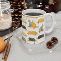 Watercolor Cats On Shelves Full Wrap Coffee Mug | Cats Gift | Ceramic Mug