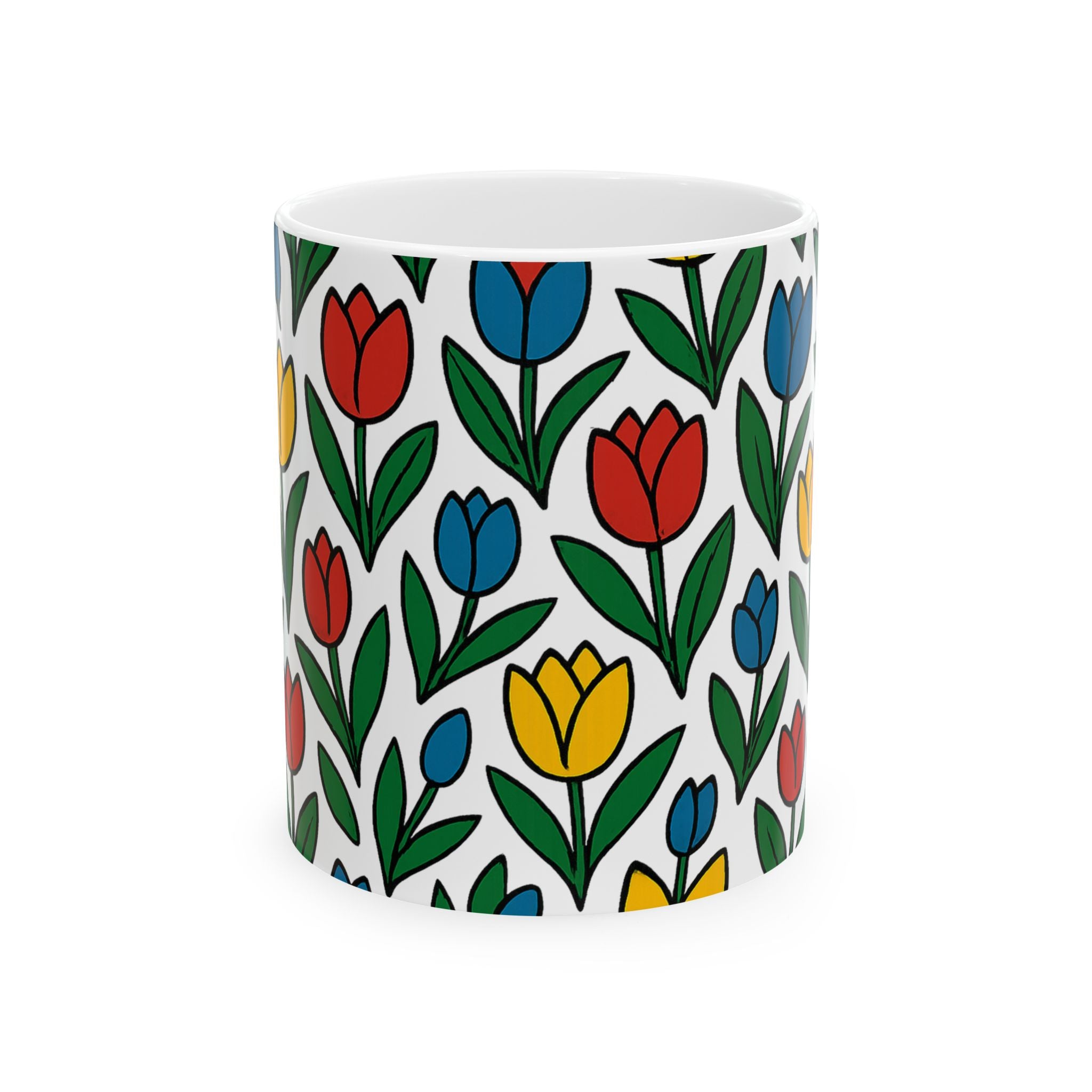 Bold Tulip Garden Full Wrap Coffee Mug | Flowers Gift | Ceramic Mug