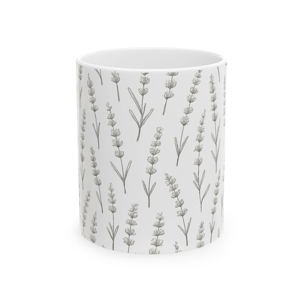 Delicate Lavender Sprigs Full Wrap Coffee Mug | Flowers Gift | Ceramic Mug