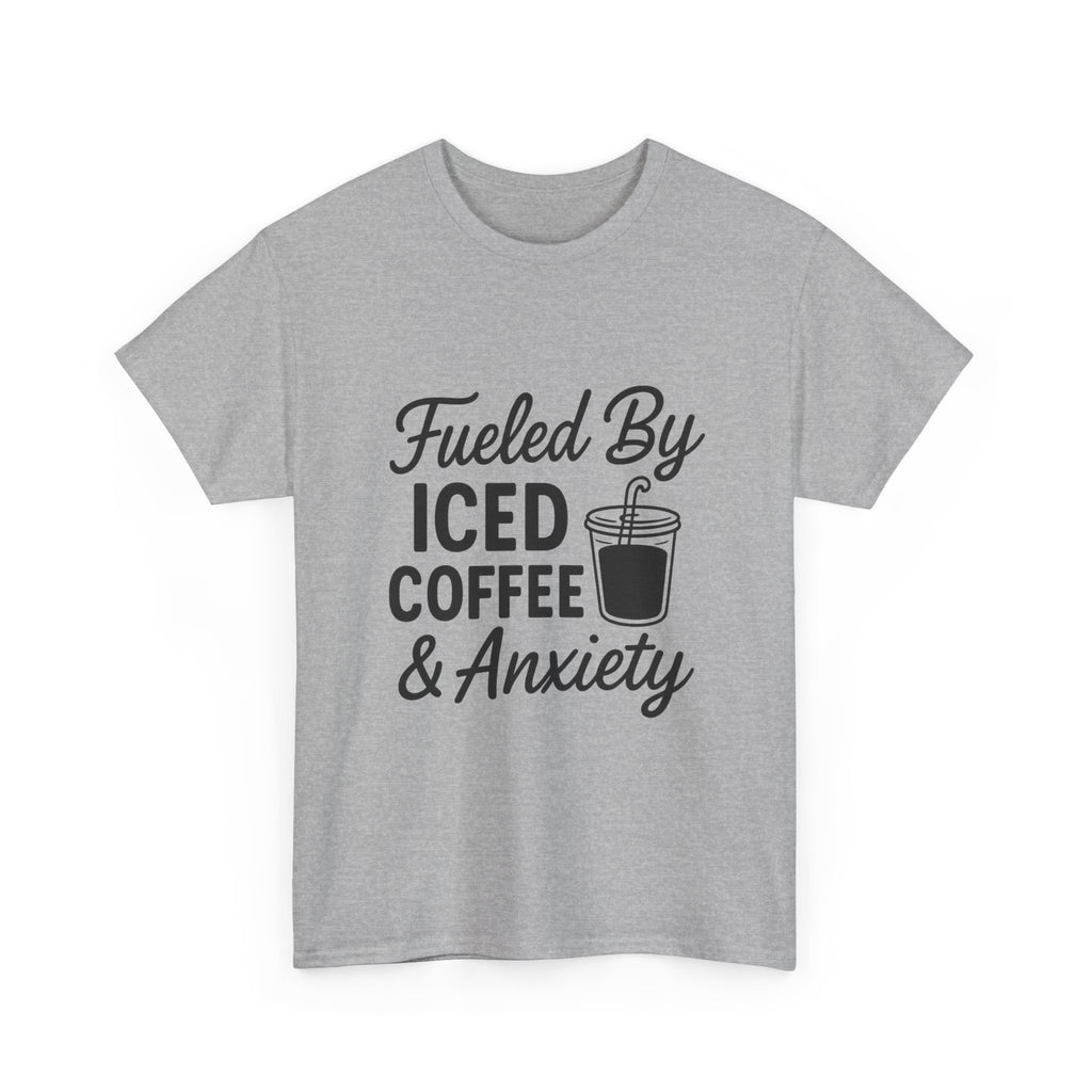 Fueled By Iced Coffee And Anxiety T-Shirt | Coffee Lover Gift | Graphic Tee