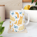 Watercolor Cats And Butterflies Full Wrap Coffee Mug | Cats Gift | Ceramic Mug