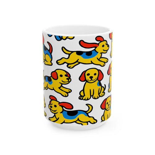 Bold Playful Puppies Full Wrap Coffee Mug | Dogs Gift | Ceramic Mug