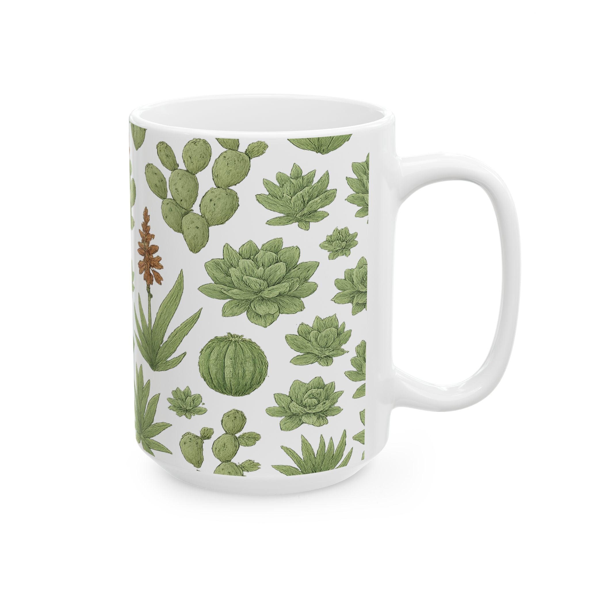Botanical Desert Garden Succulents Pattern Coffee Mug | Cactus Lover Gift | Ceramic Mug