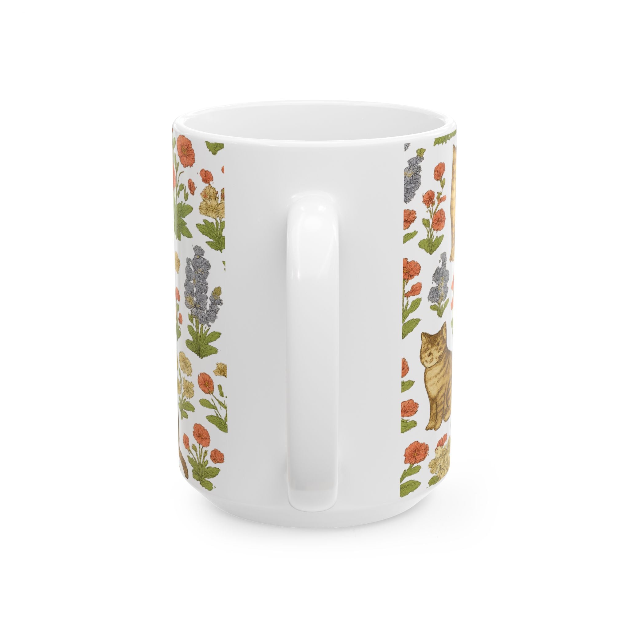 Vintage Cats In Garden Full Wrap Coffee Mug | Cats Gift | Ceramic Mug