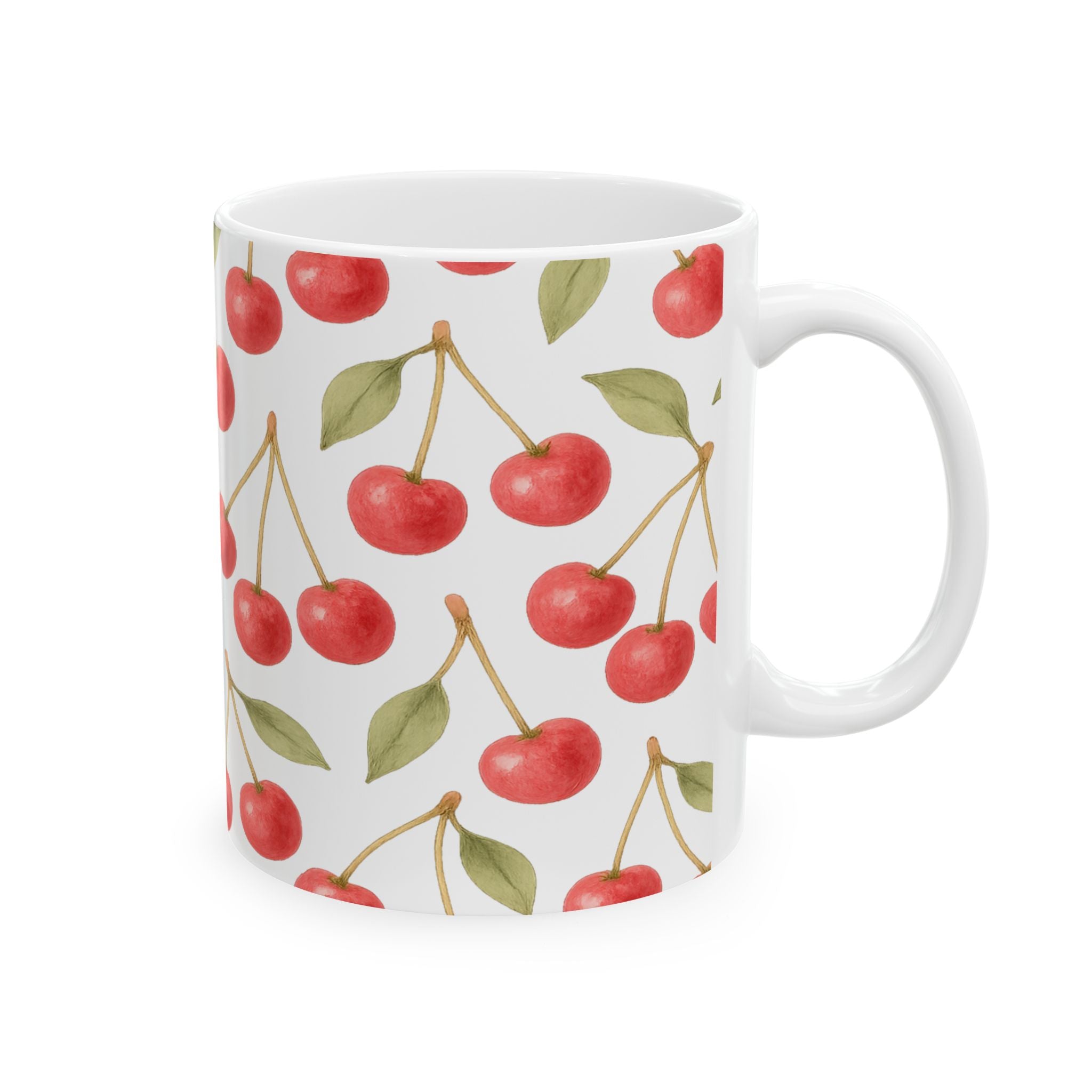 Watercolor Cherries Pattern Coffee Mug | Fruit Lover Gift | Ceramic Mug