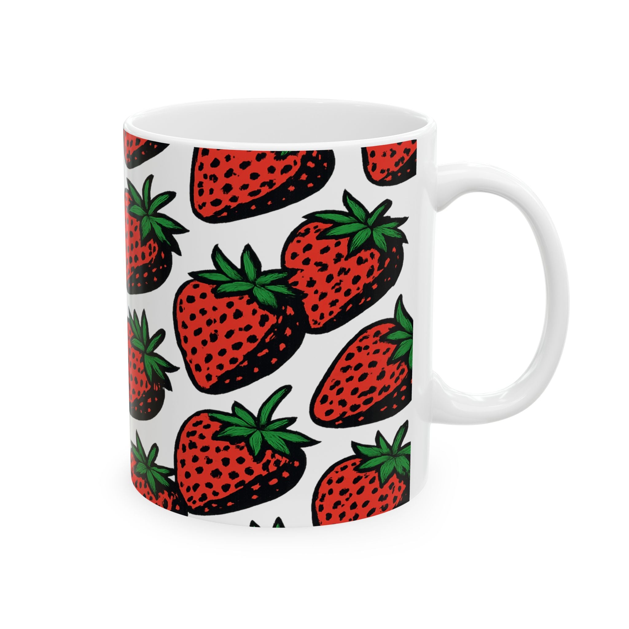 Bold Strawberries Full Wrap Coffee Mug | Fruit Gift | Ceramic Mug