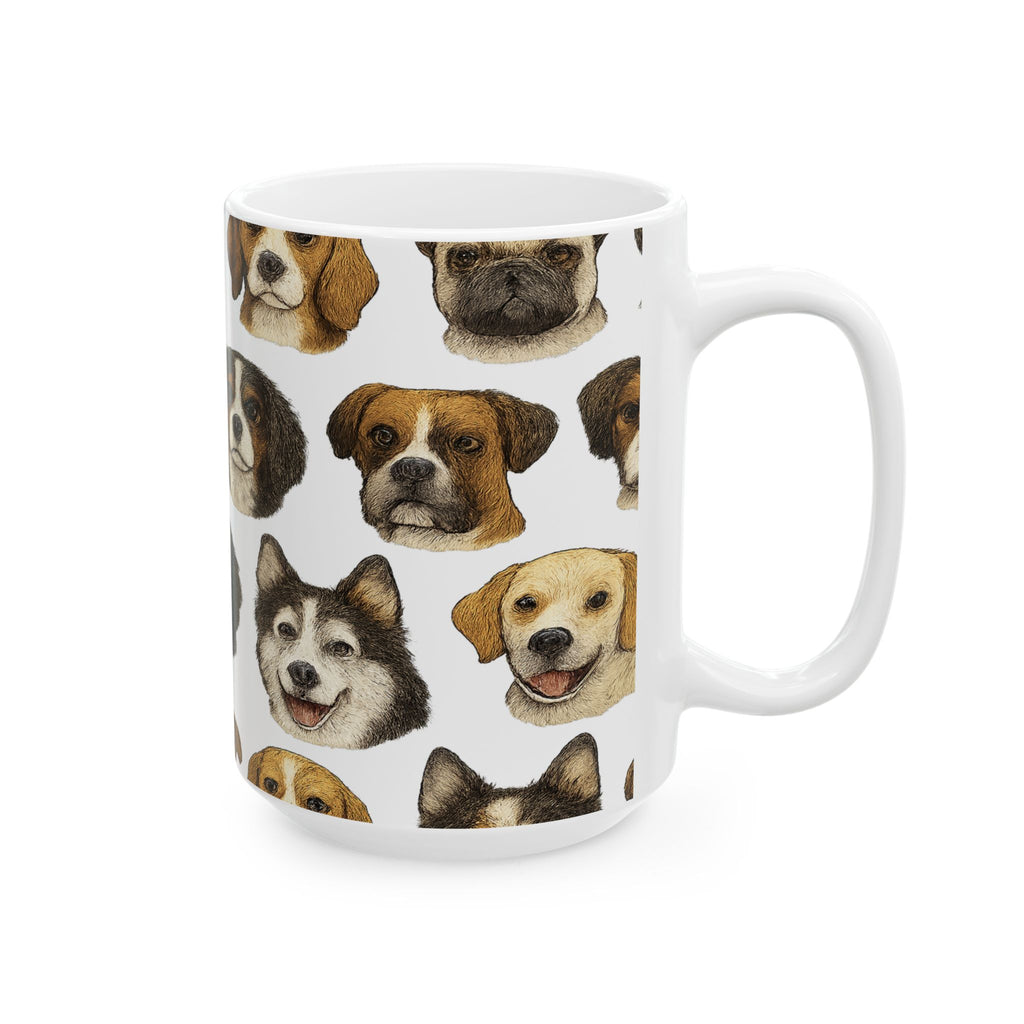 Botanical Dog Faces Full Wrap Coffee Mug | Dogs Gift | Ceramic Mug