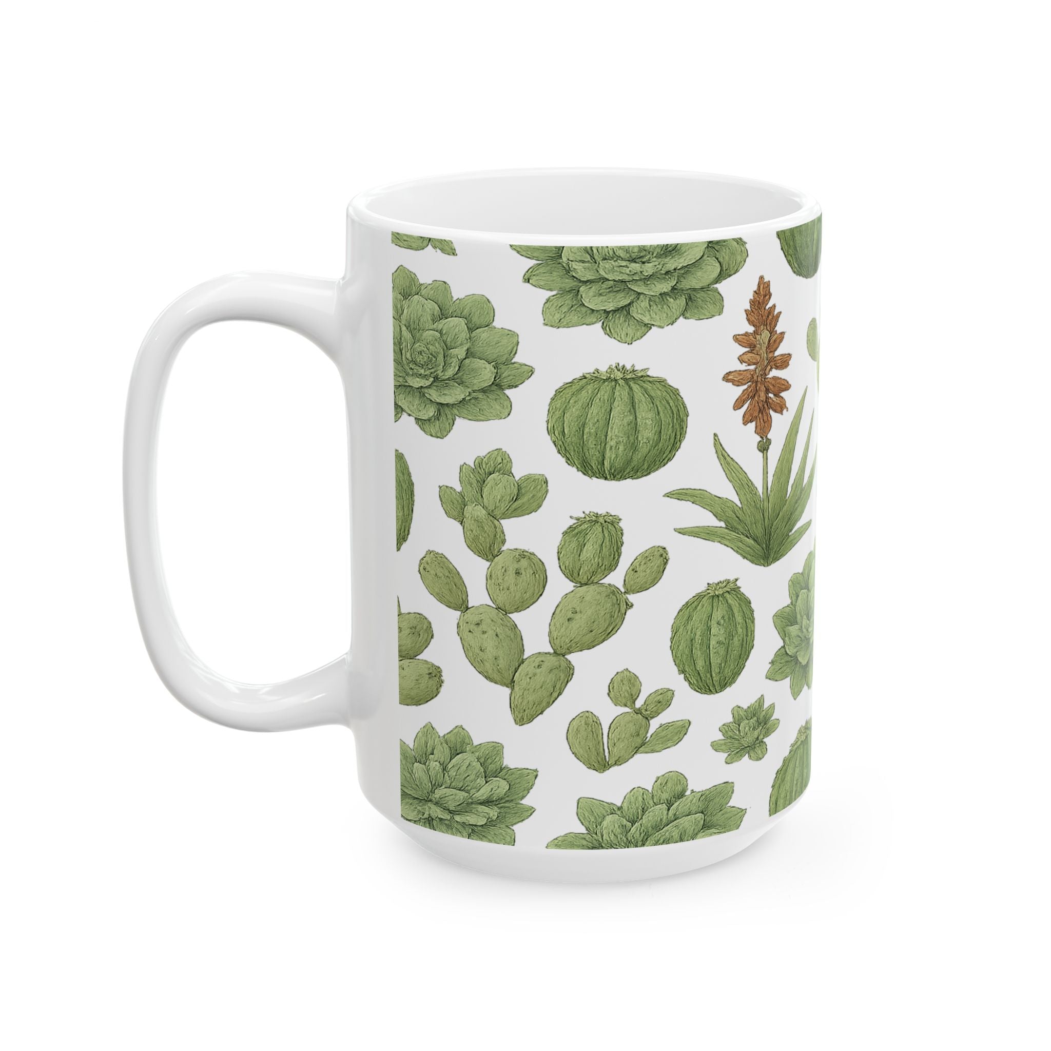 Botanical Desert Garden Succulents Pattern Coffee Mug | Cactus Lover Gift | Ceramic Mug