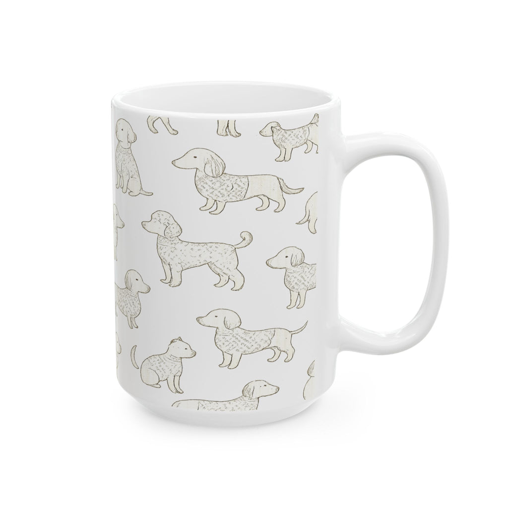 Delicate Dogs In Sweaters Full Wrap Coffee Mug | Dogs Gift | Ceramic Mug
