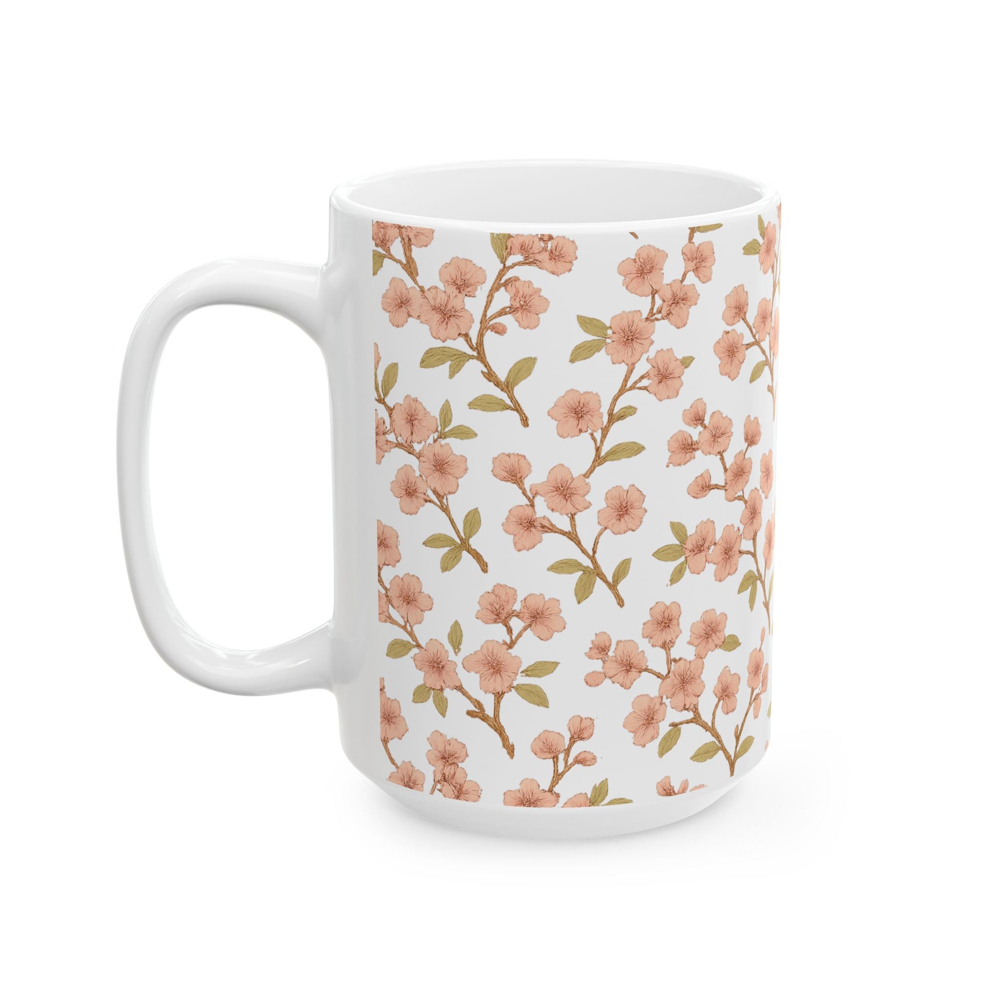 Vintage Cherry Blossom Branches Full Wrap Coffee Mug | Flowers Gift | Ceramic Mug