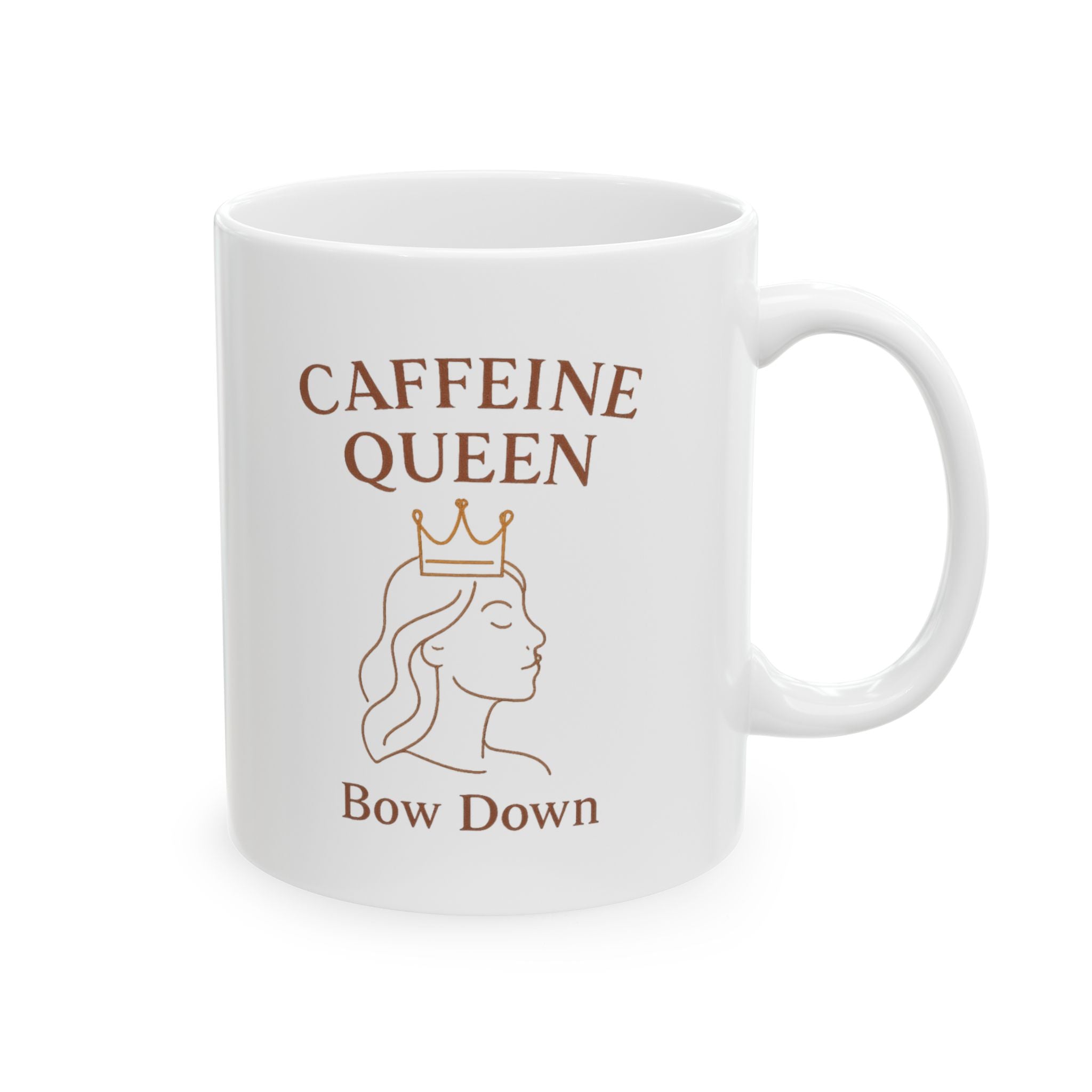 Bow Down To The Caffeine Queen Coffee Mug | Coffee Queen Humor | Ceramic Mug