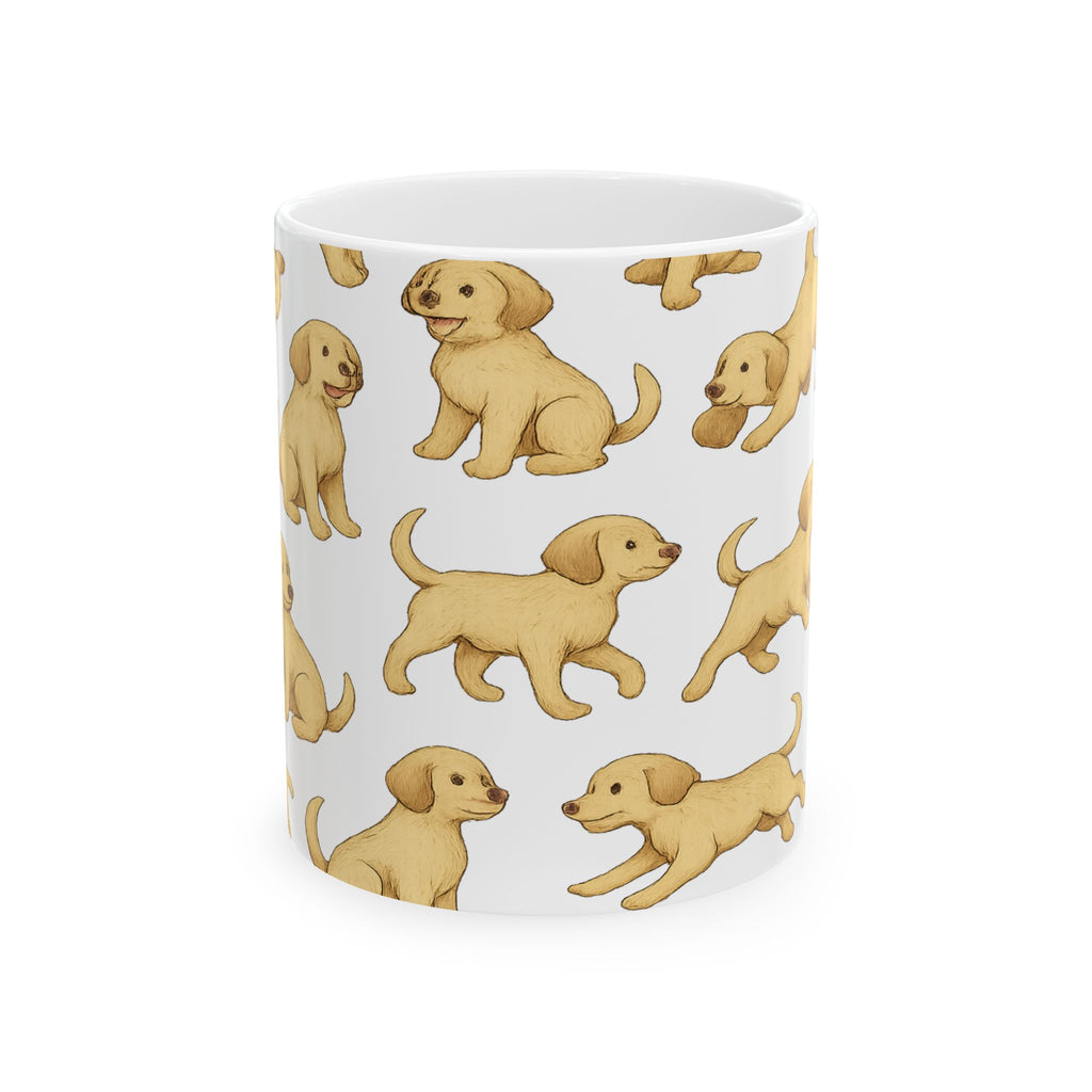 Botanical Playful Puppies Full Wrap Coffee Mug | Dogs Gift | Ceramic Mug