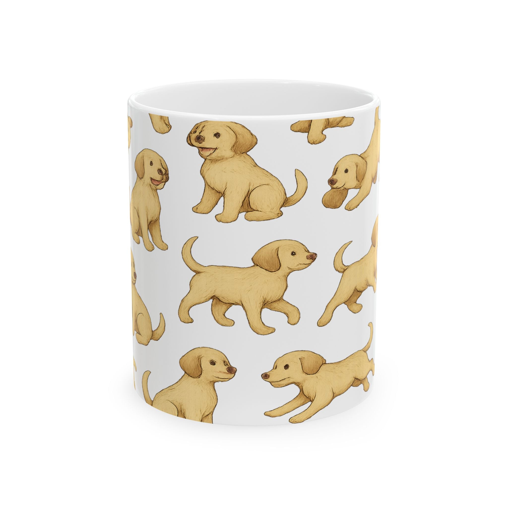 Botanical Playful Puppies Full Wrap Coffee Mug | Dogs Gift | Ceramic Mug