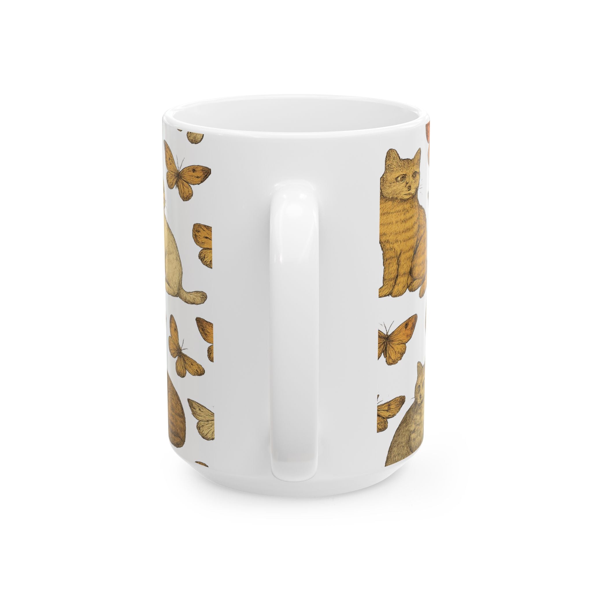 Botanical Cats And Butterflies Full Wrap Coffee Mug | Cats Gift | Ceramic Mug