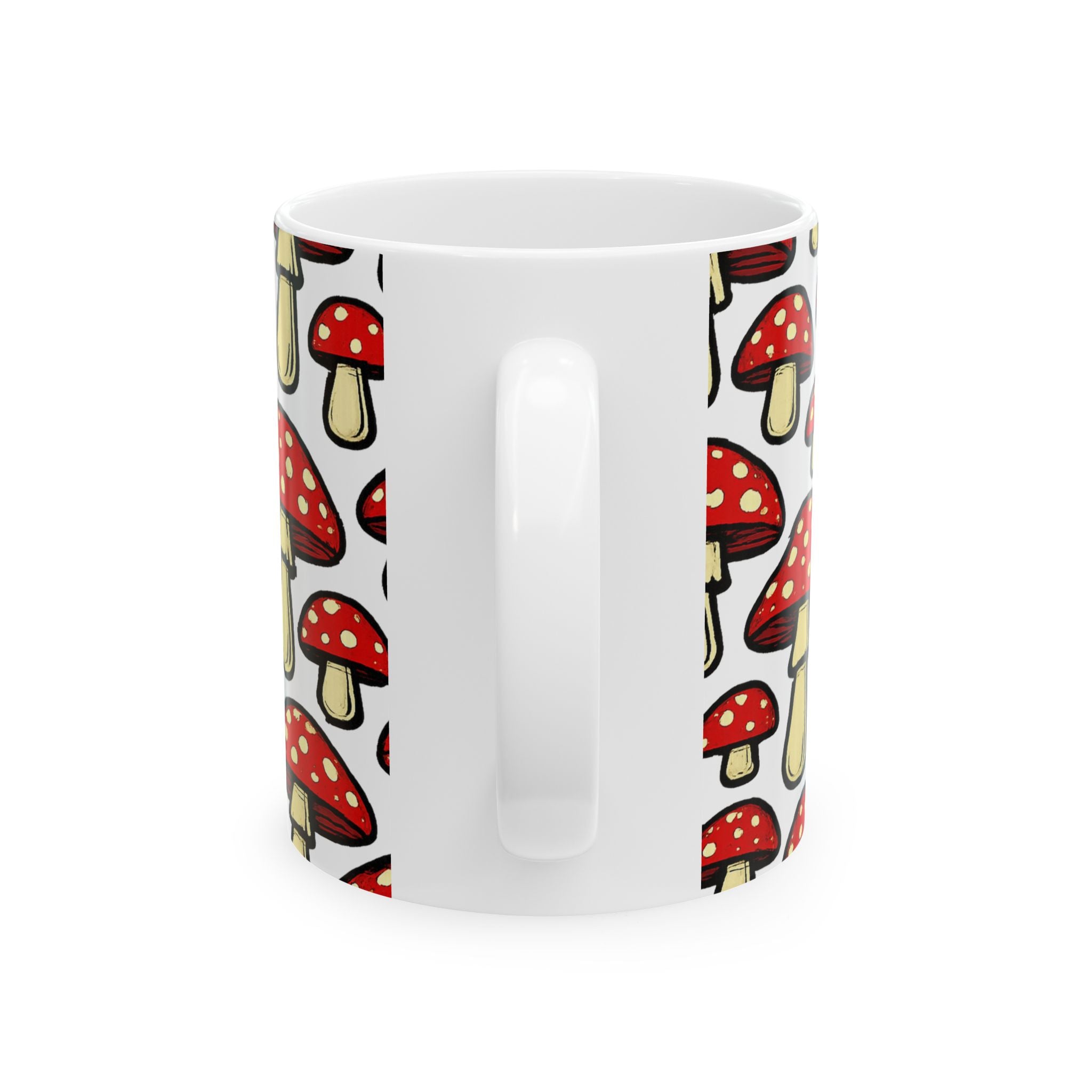 Bold Fairy Tale Mushrooms Full Wrap Coffee Mug | Mushrooms Gift | Ceramic Mug