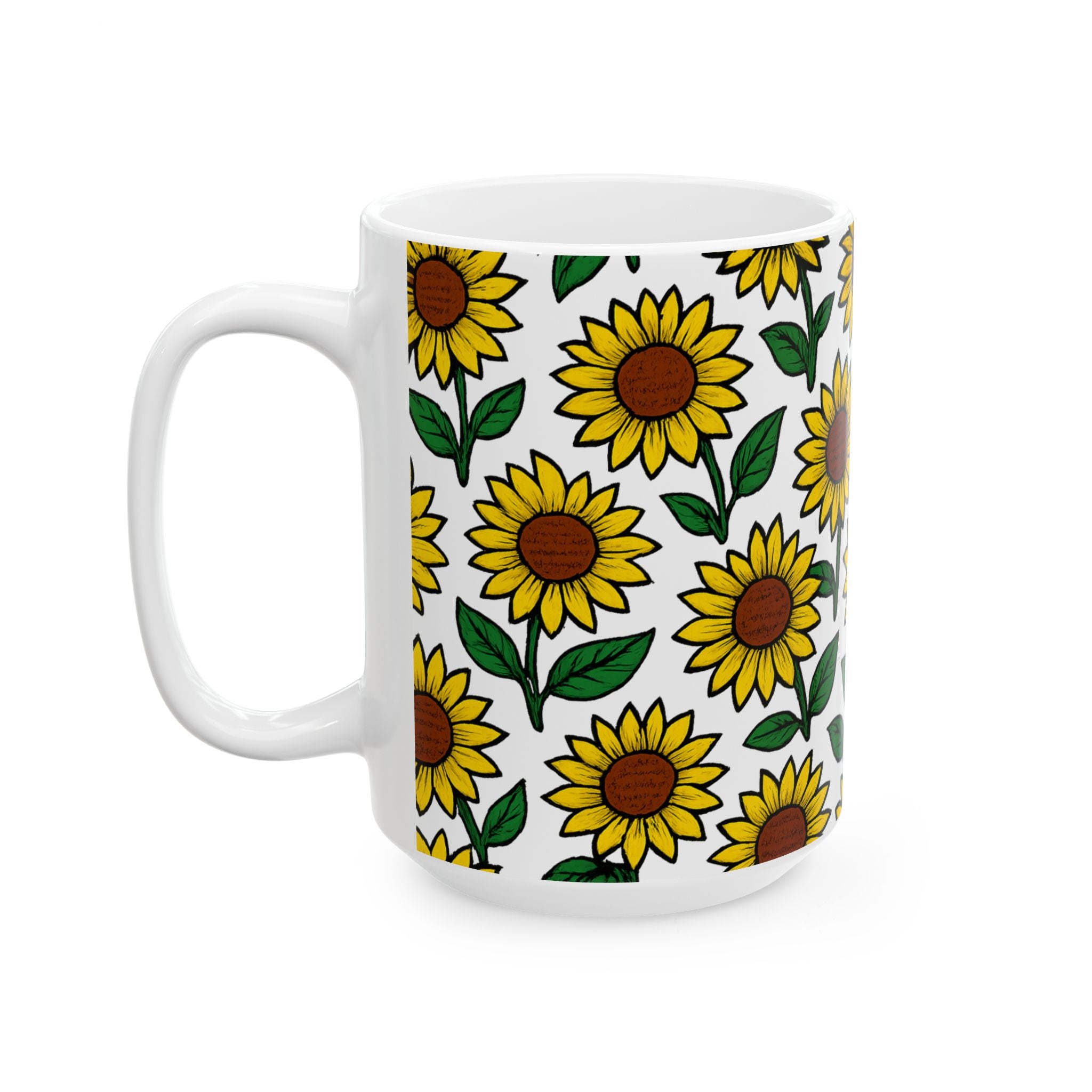 Bold Sunflower Field Full Wrap Coffee Mug | Flowers Gift | Ceramic Mug