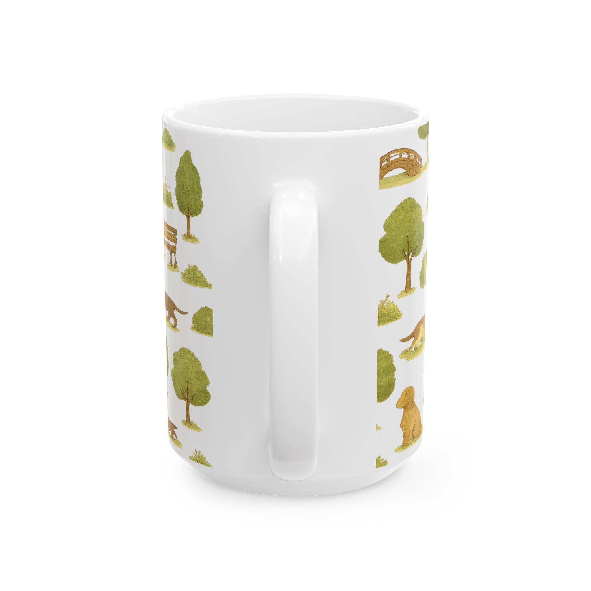 Vintage Dogs At Park Full Wrap Coffee Mug | Dogs Gift | Ceramic Mug