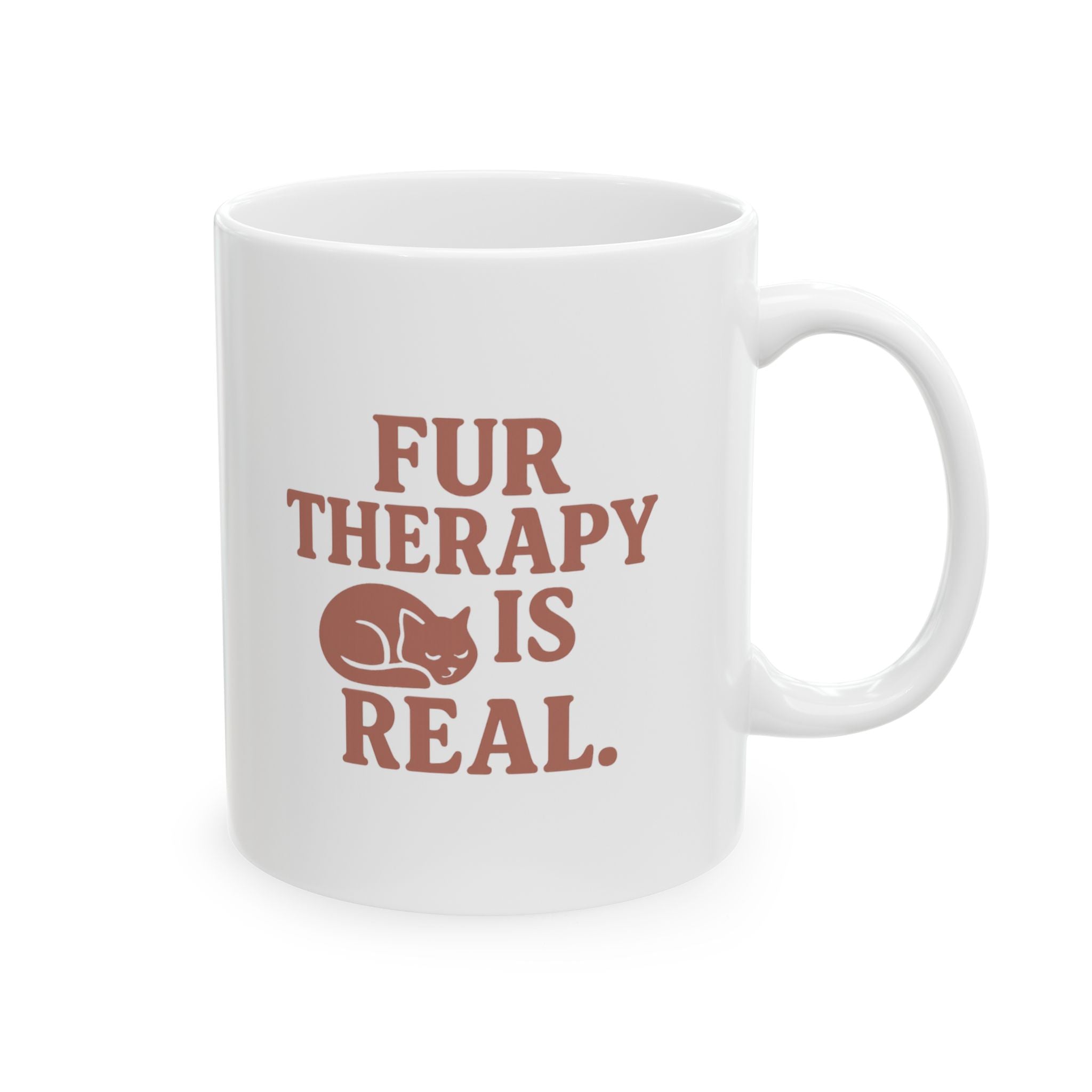 Cat Mom Fur Therapy Is Real Coffee Mug | Cat Lover Gift | Ceramic Mug