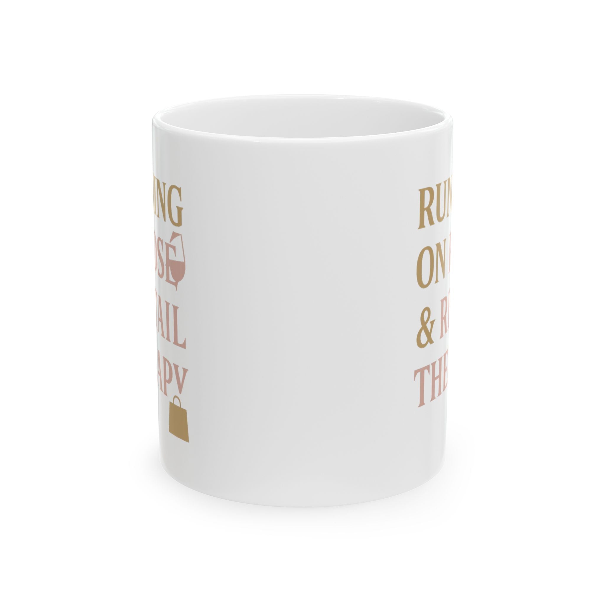 Running On Rosé And Retail Therapy Coffee Mug | Unique Gift | Ceramic Mug