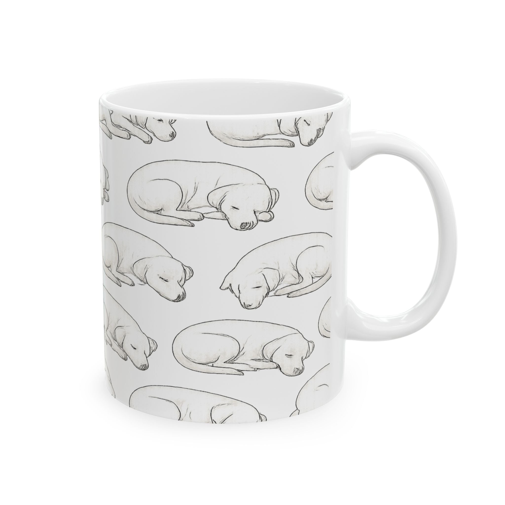 Delicate Sleeping Dogs Full Wrap Coffee Mug | Dogs Gift | Ceramic Mug