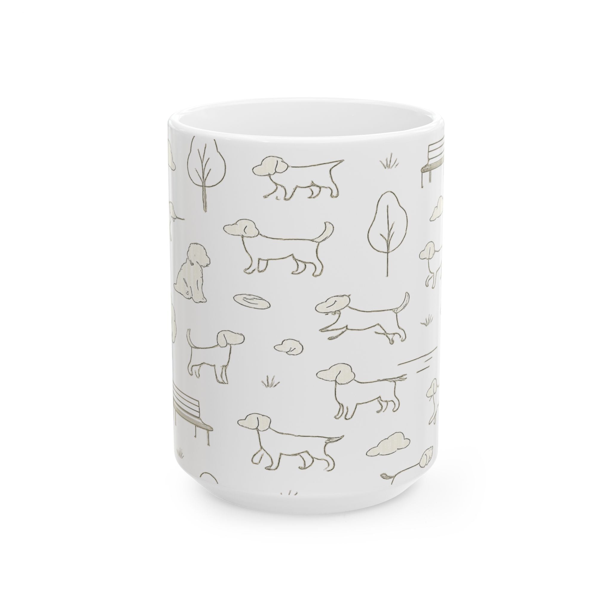 Delicate Dogs At Park Full Wrap Coffee Mug | Dogs Gift | Ceramic Mug