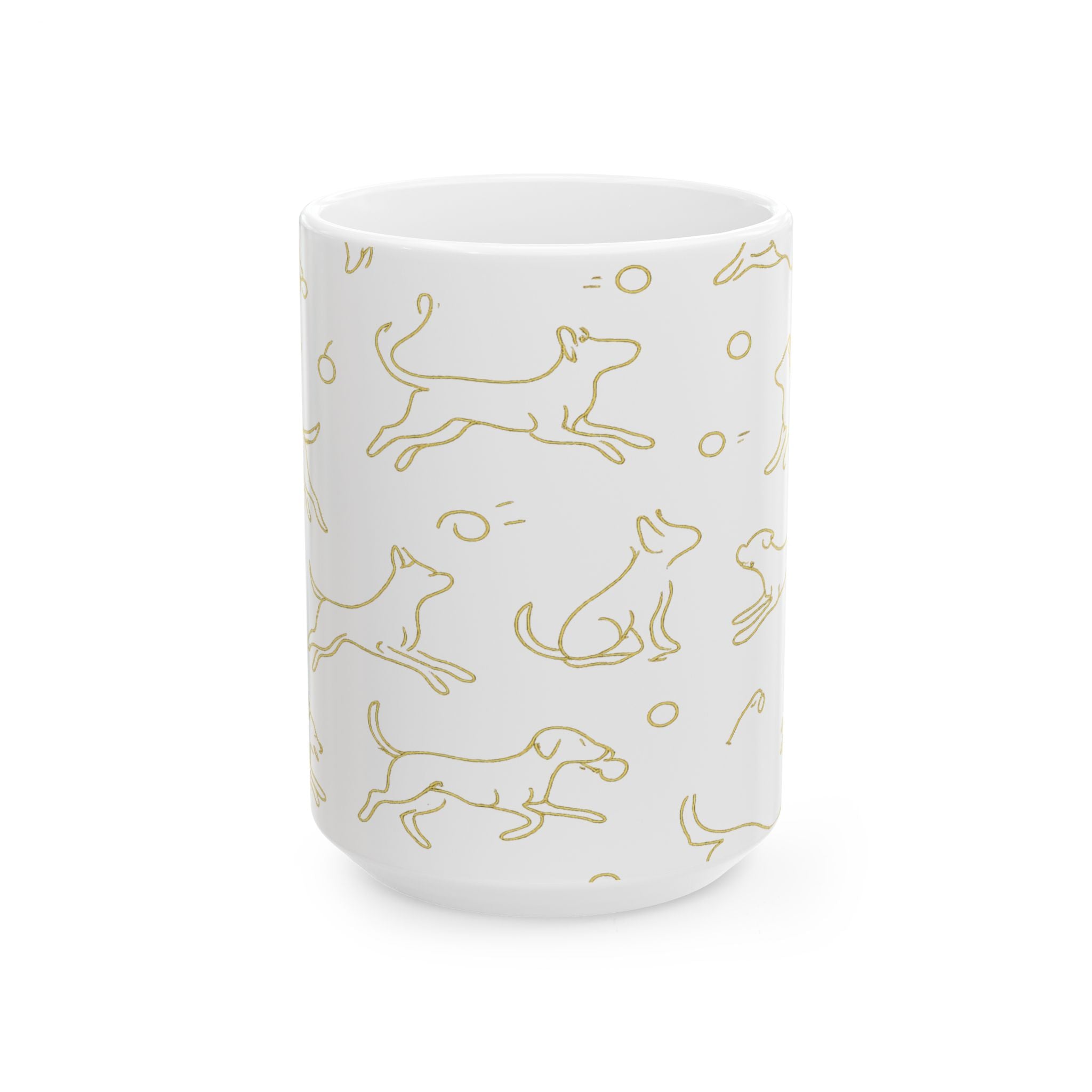 Delicate Dogs Playing Fetch Full Wrap Coffee Mug | Dogs Gift | Ceramic Mug