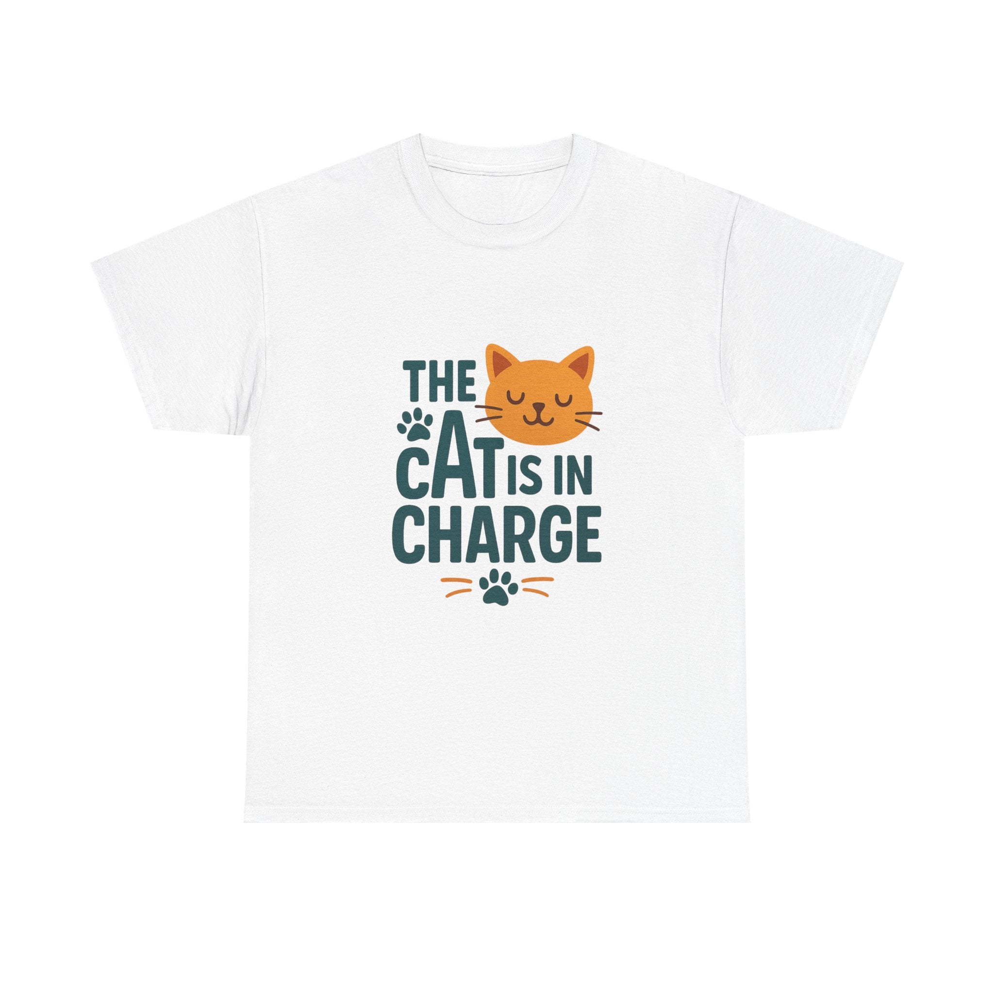 The Cat Is In Charge Here T-Shirt | Funny Cat Lover | Graphic Tee