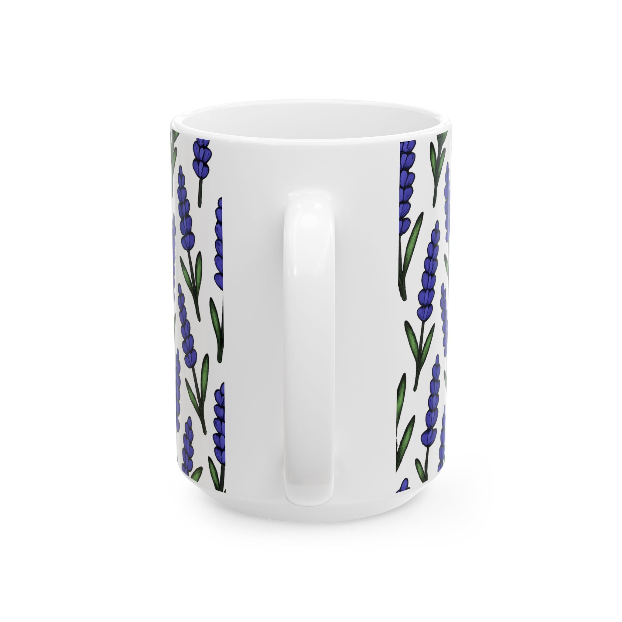 Bold Lavender Sprigs Full Wrap Coffee Mug | Flowers Gift | Ceramic Mug