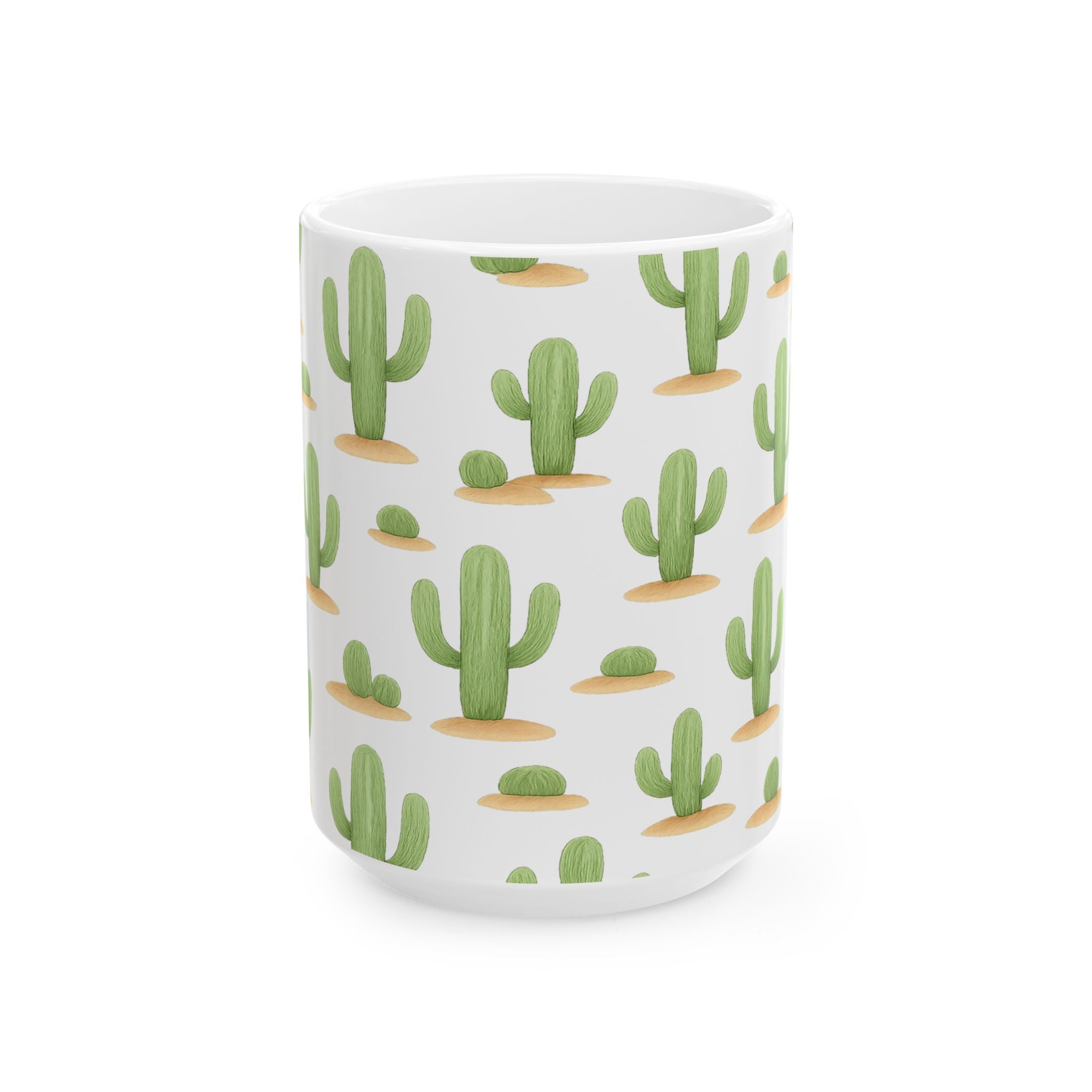 Watercolor Saguaro Cactus Desert Pattern Coffee Mug | Cactus Lover Gift | Ceramic Mug