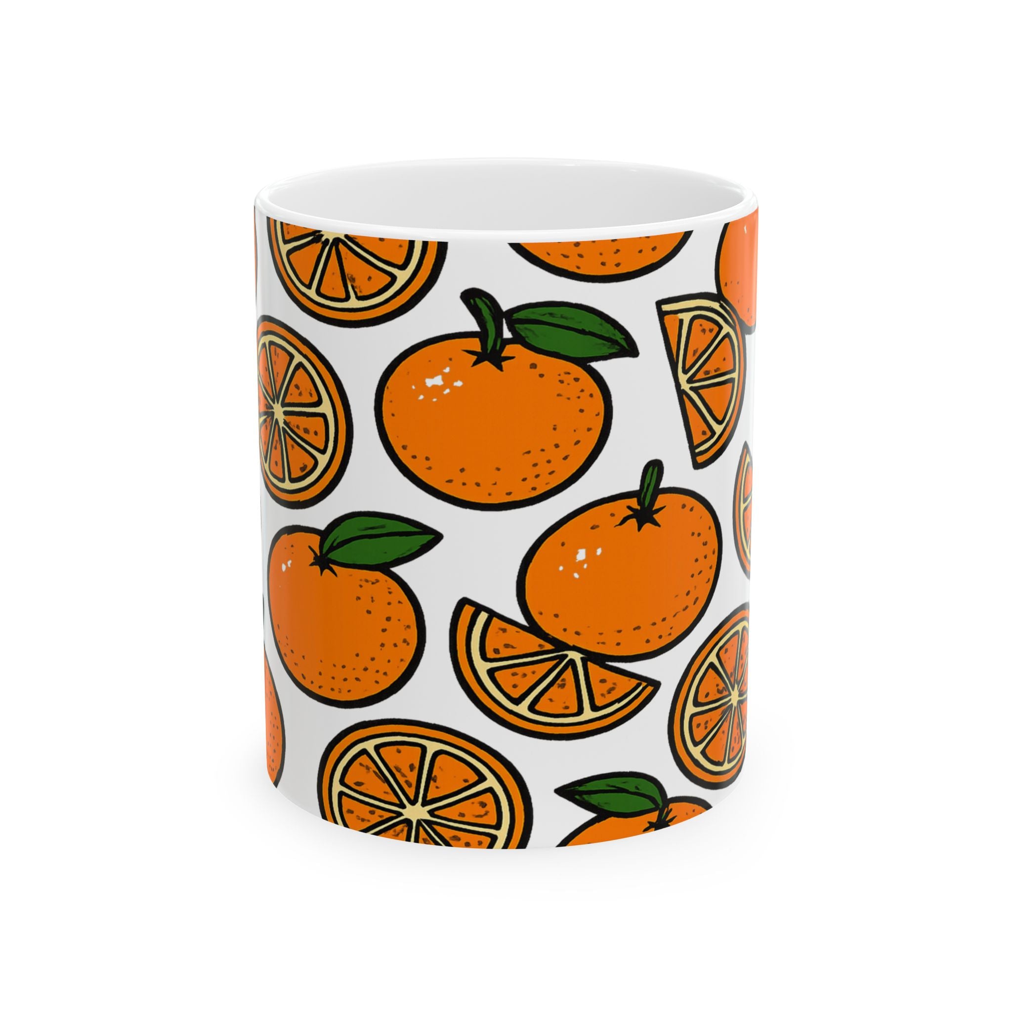 Bold Oranges Full Wrap Coffee Mug | Fruit Gift | Ceramic Mug
