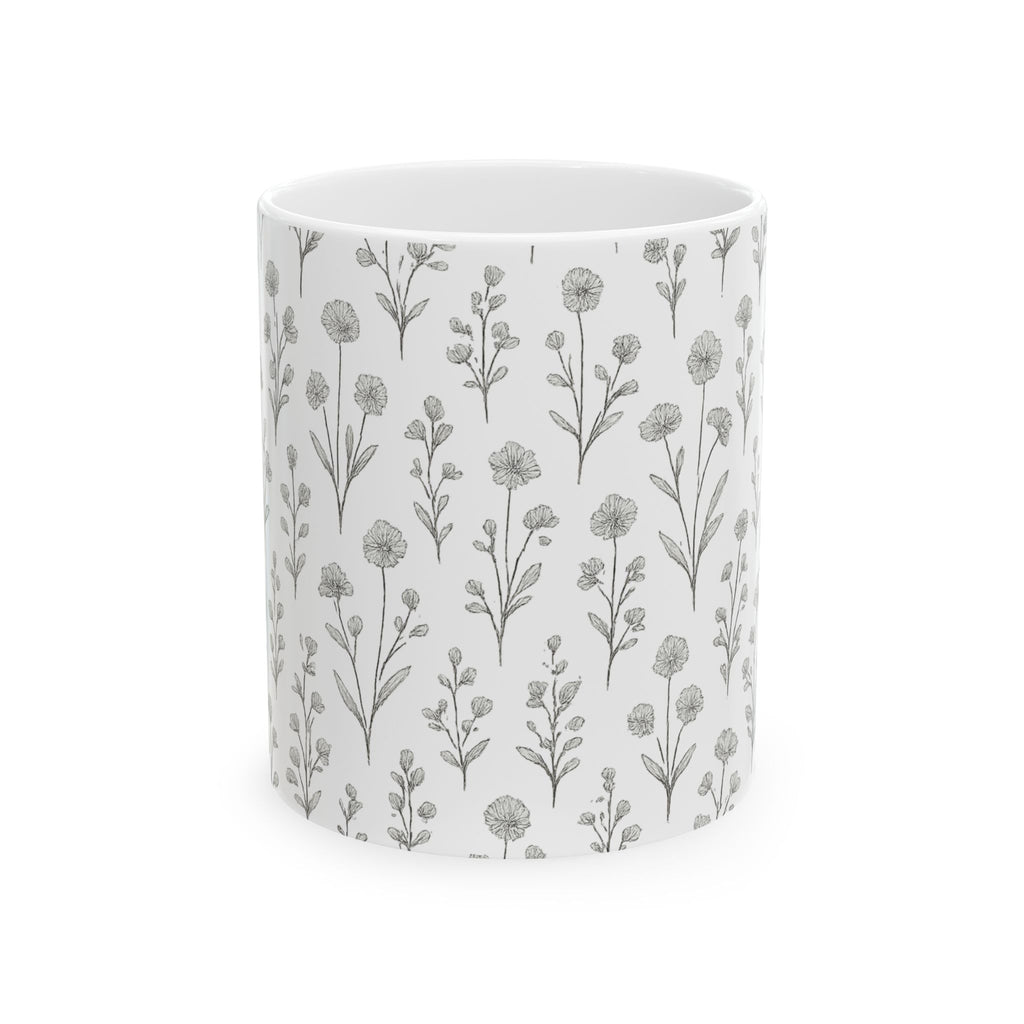 Delicate Wildflower Meadow Full Wrap Coffee Mug | Flowers Gift | Ceramic Mug