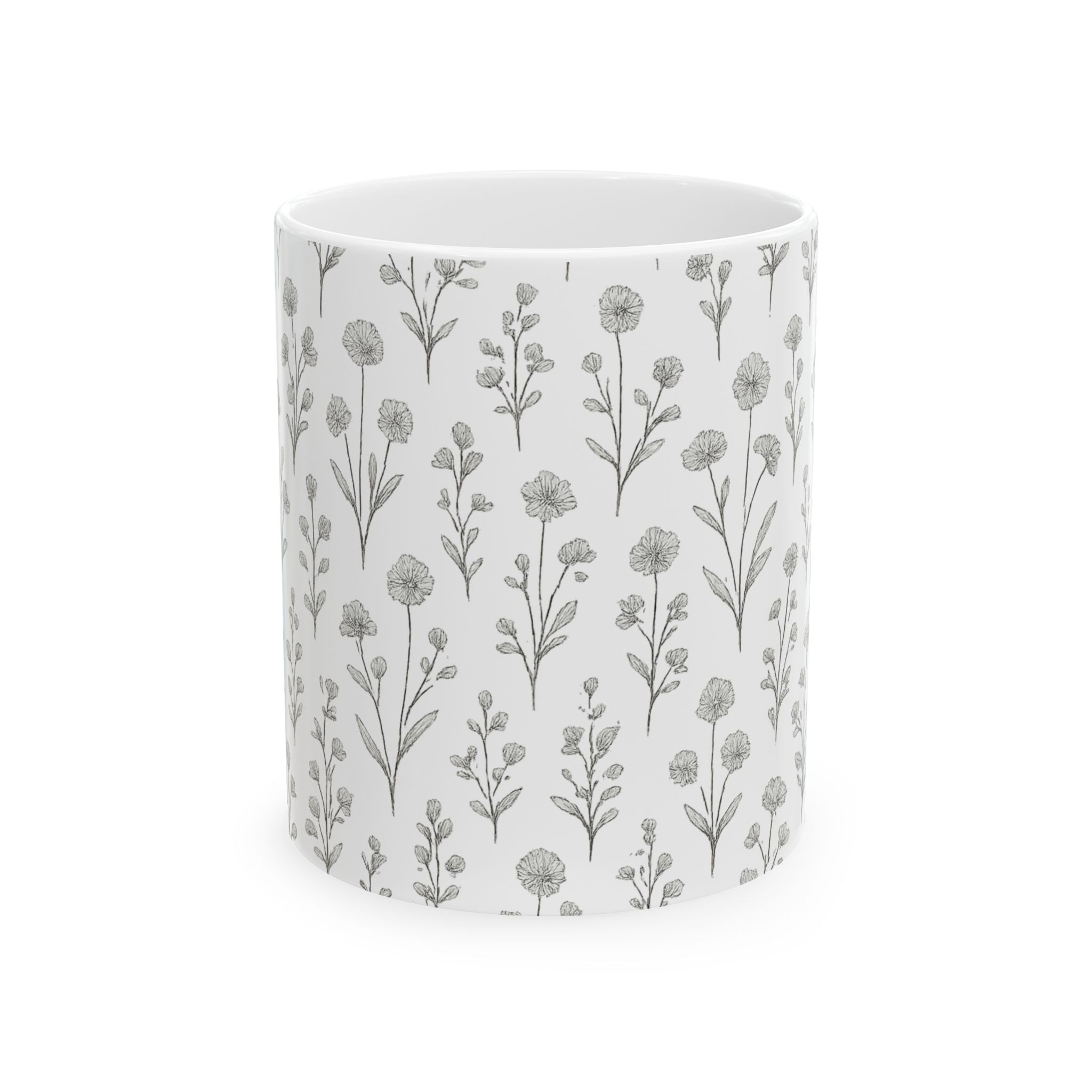 Delicate Wildflower Meadow Full Wrap Coffee Mug | Flowers Gift | Ceramic Mug