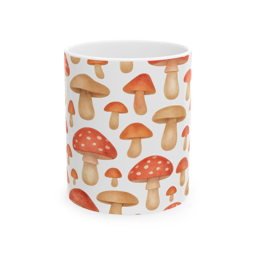 Watercolor Fairy Tale Mushrooms Full Wrap Coffee Mug | Mushrooms Gift | Ceramic Mug