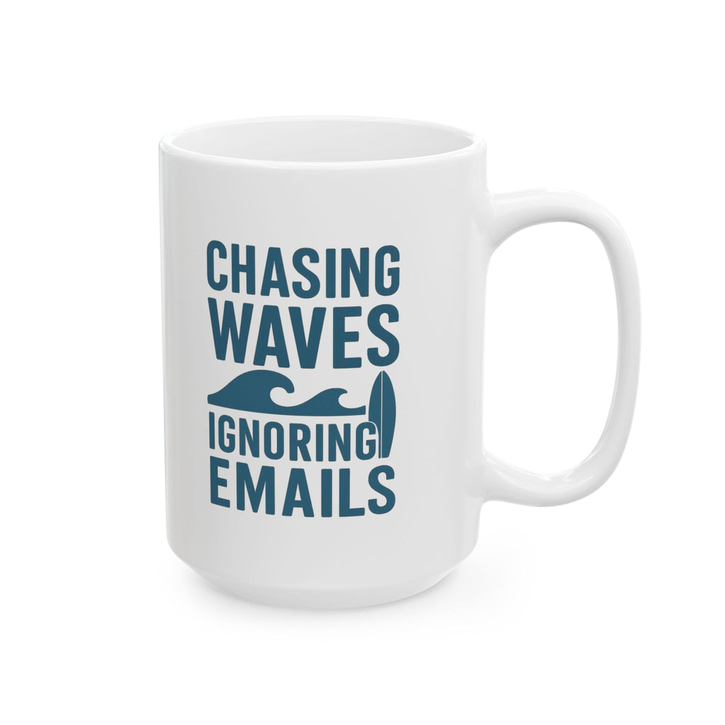 Surfer Chasing Waves And Ignoring Emails Coffee Mug | Unique Gift | Ceramic Mug