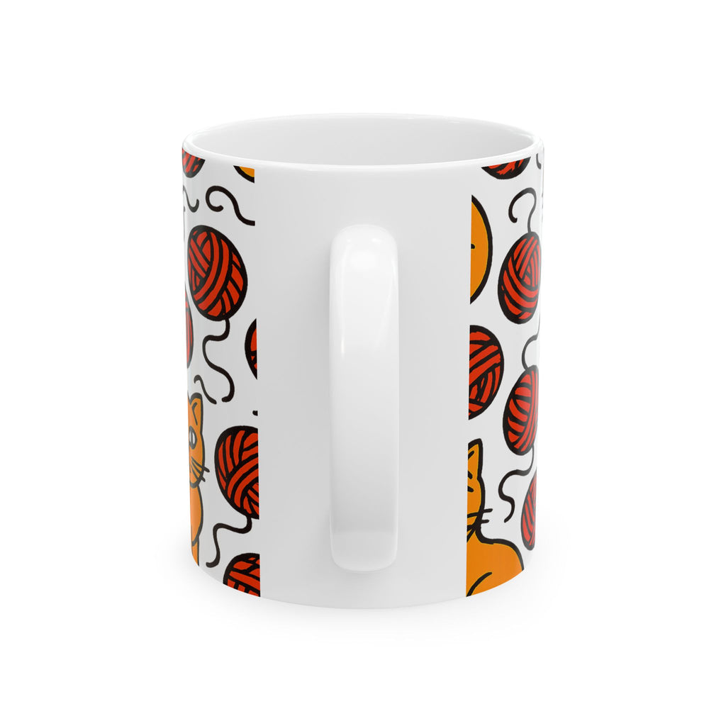 Bold Cats With Yarn Full Wrap Coffee Mug | Cats Gift | Ceramic Mug