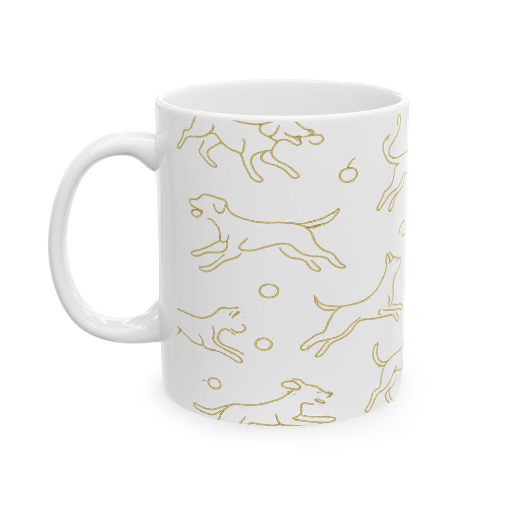 Delicate Dogs Playing Fetch Full Wrap Coffee Mug | Dogs Gift | Ceramic Mug