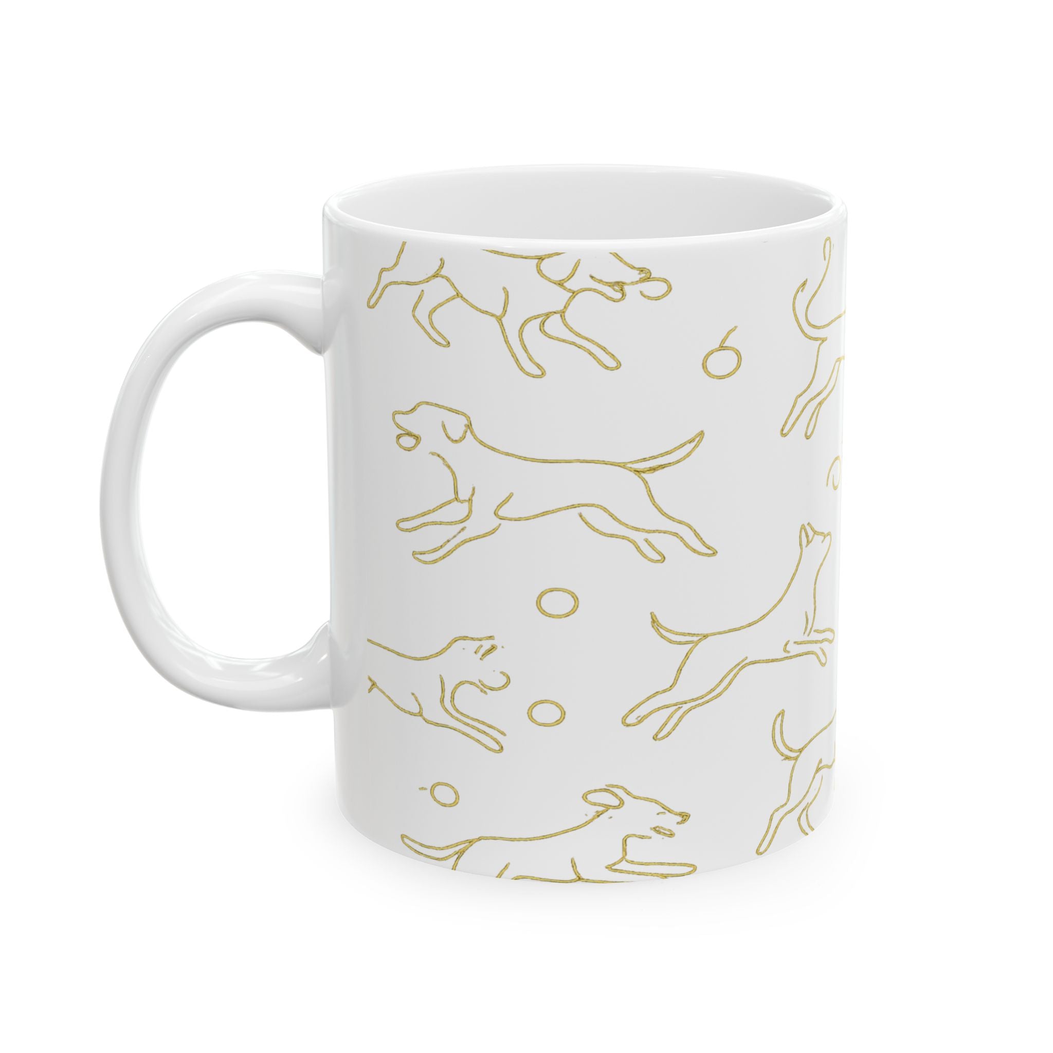Delicate Dogs Playing Fetch Full Wrap Coffee Mug | Dogs Gift | Ceramic Mug