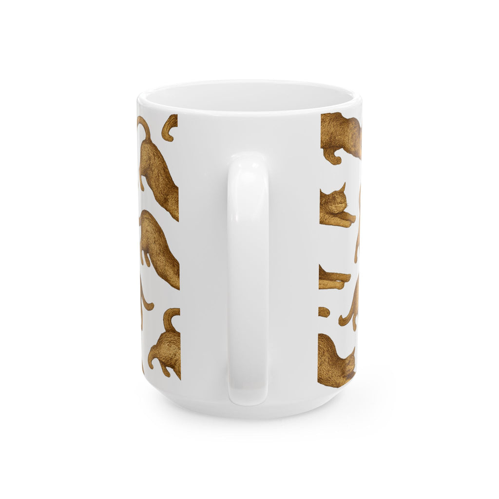 Vintage Stretching Cats Full Wrap Coffee Mug | Cats Gift | Ceramic Mug
