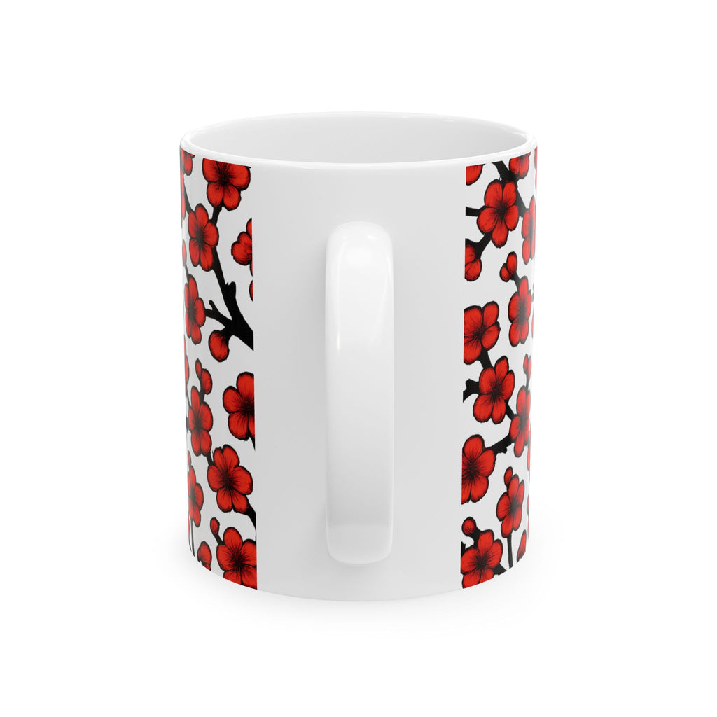 Bold Cherry Blossom Branches Full Wrap Coffee Mug | Flowers Gift | Ceramic Mug